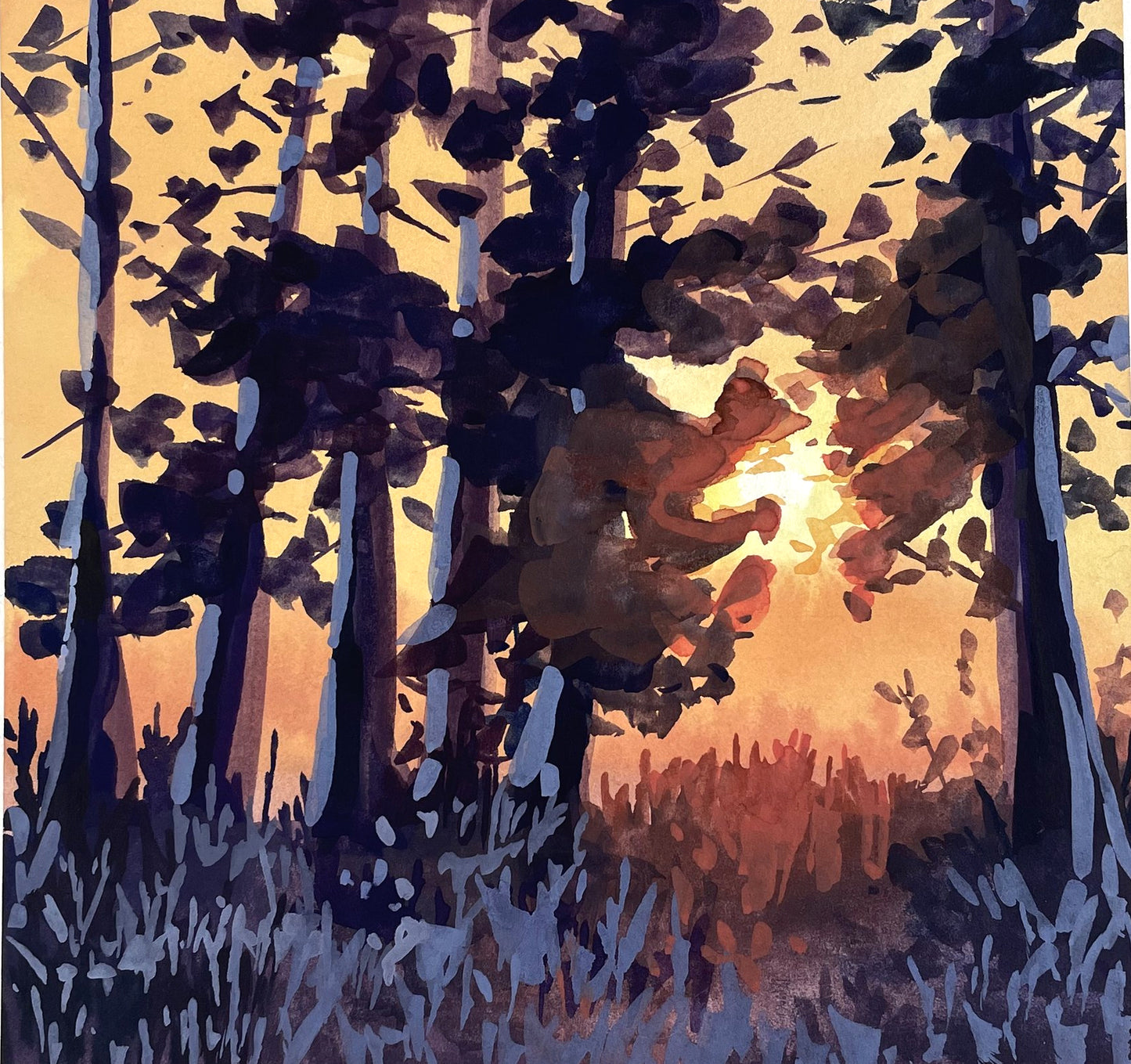 'Autumn Air' Original Gouache Painting