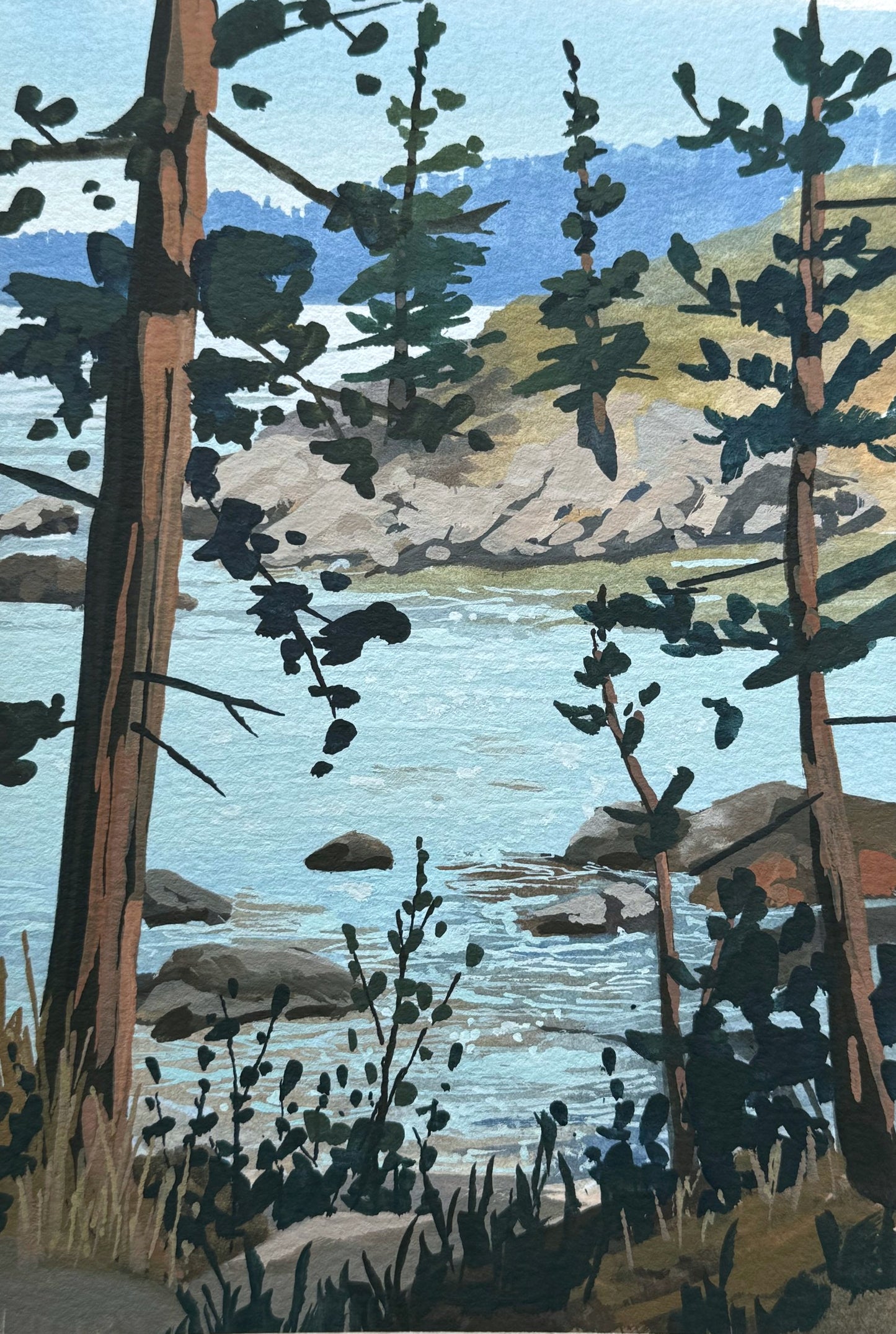 'By the Bay' Original Gouache Painting
