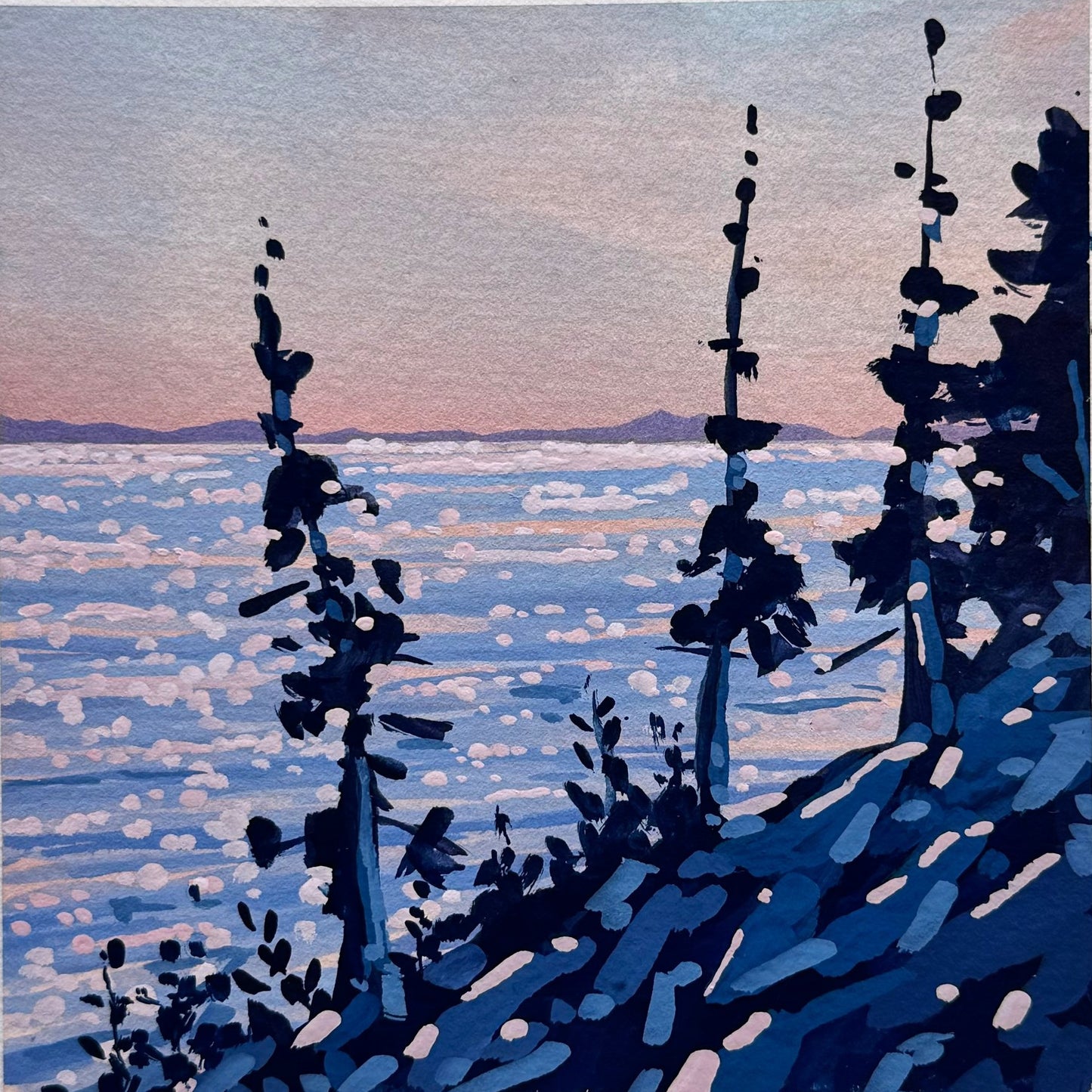 'Cliffside View' Original Gouache Painting