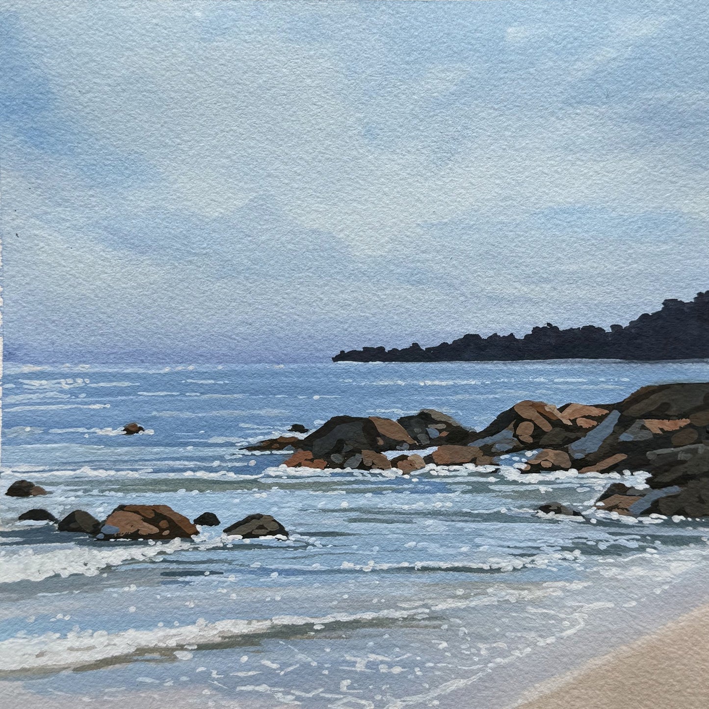 'Delicate Shoreline' Original Gouache Painting