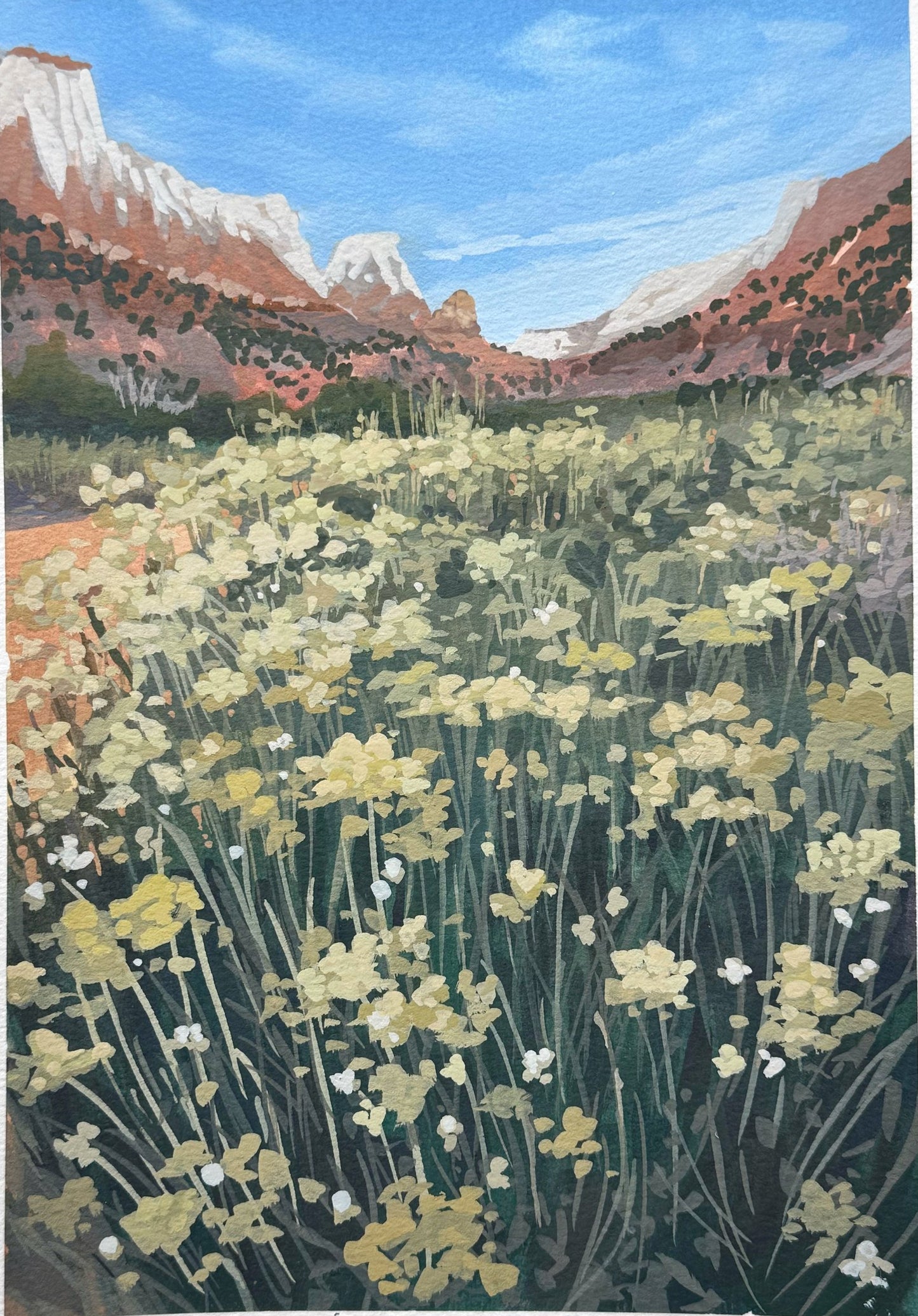 'Desert Wildflowers' Original Gouache Painting