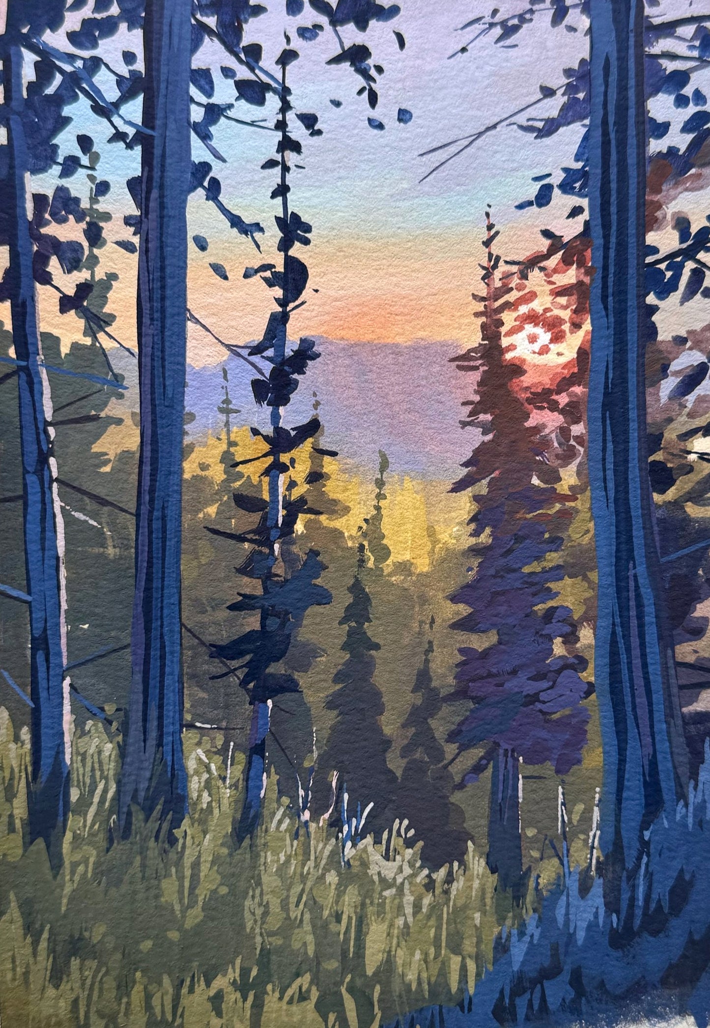 'Down the Mountain' Original Gouache Painting