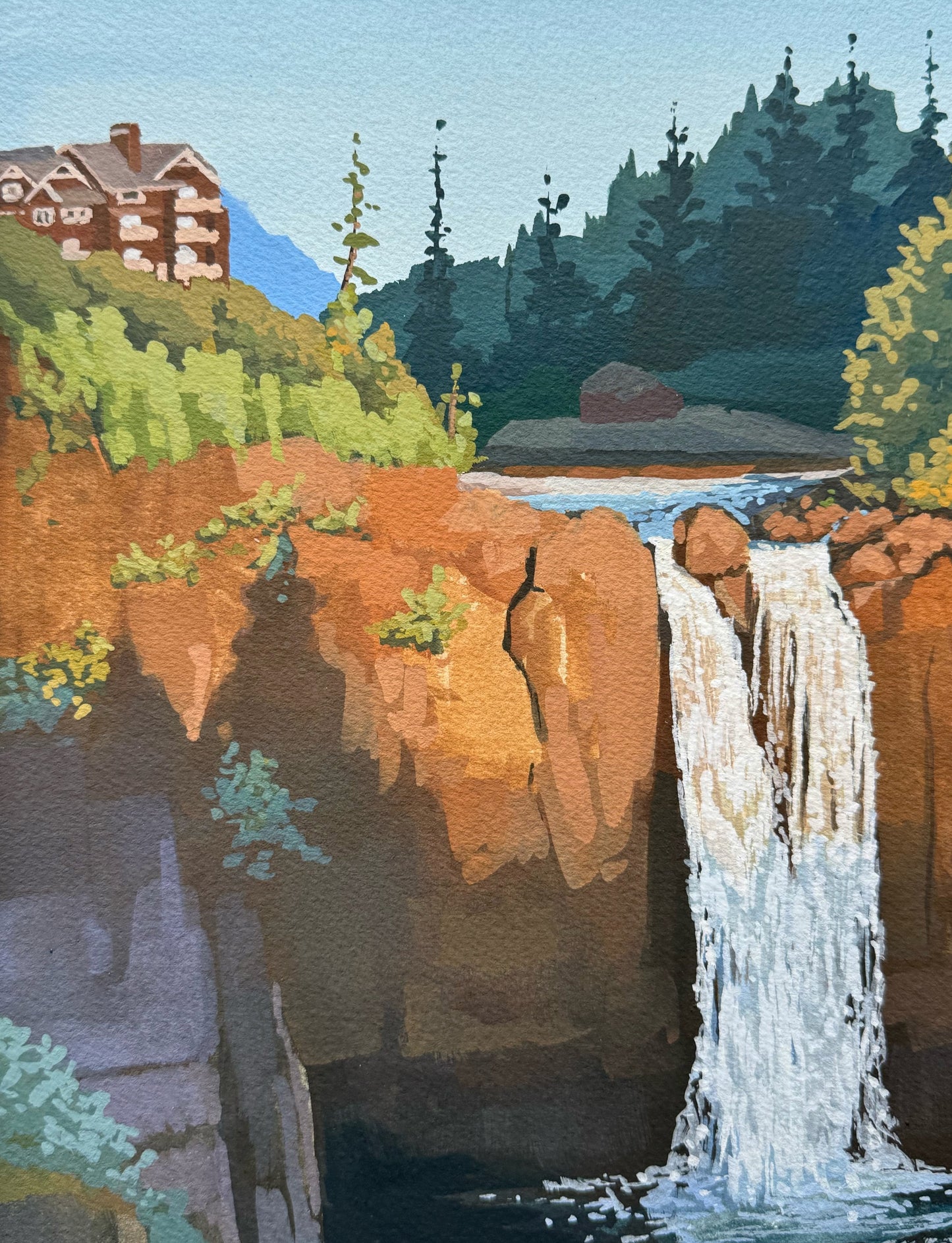 'Snoqualmie Falls' Original Gouache Painting