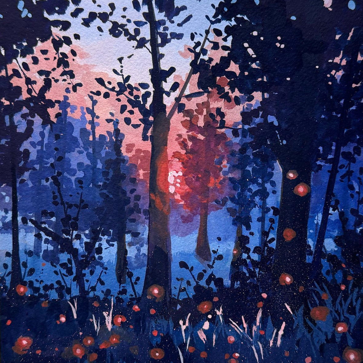 'Forest Whimsy iv' Original Gouache Painting