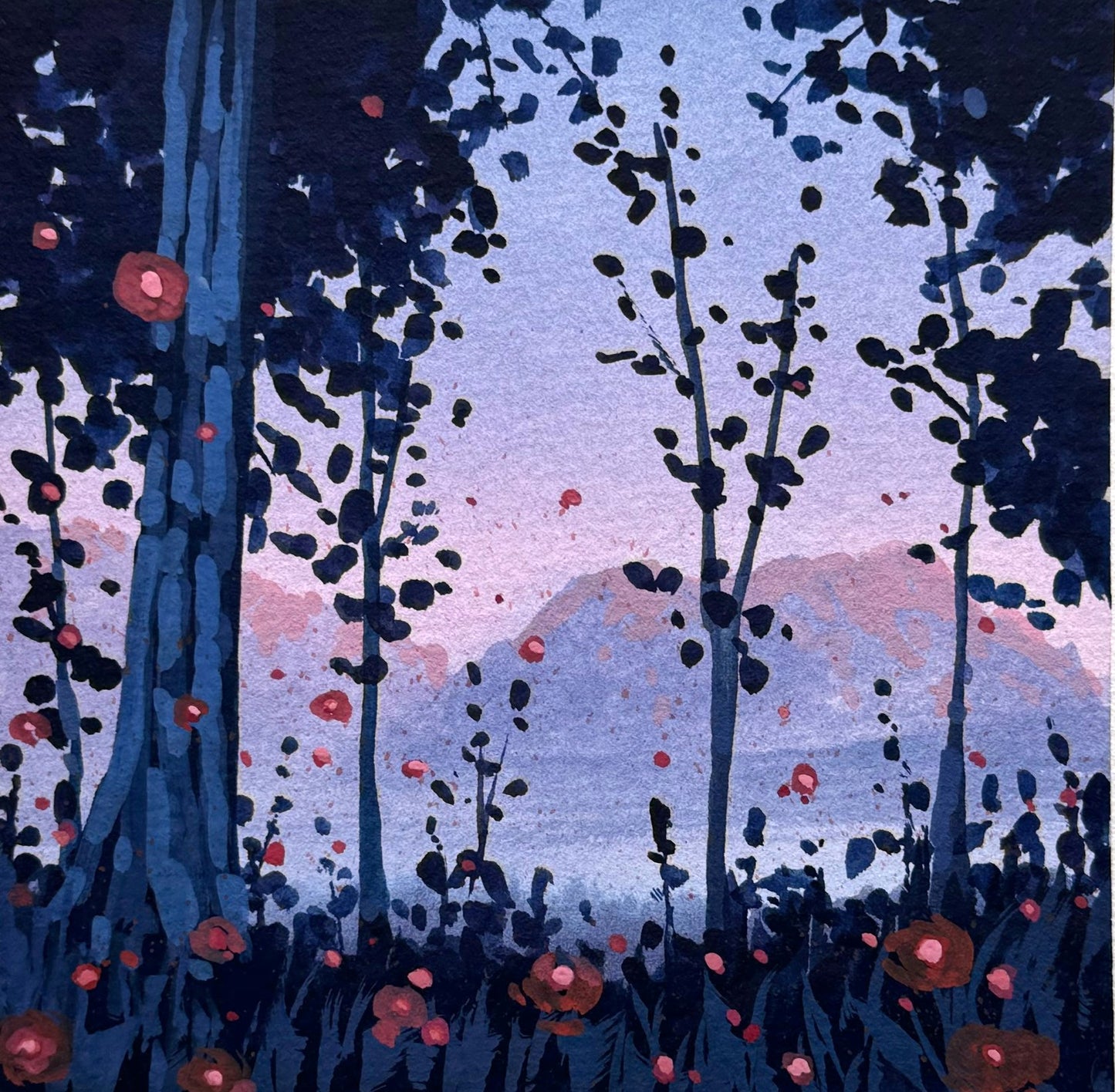 'Forest Whimsy iii' Original Gouache Painting