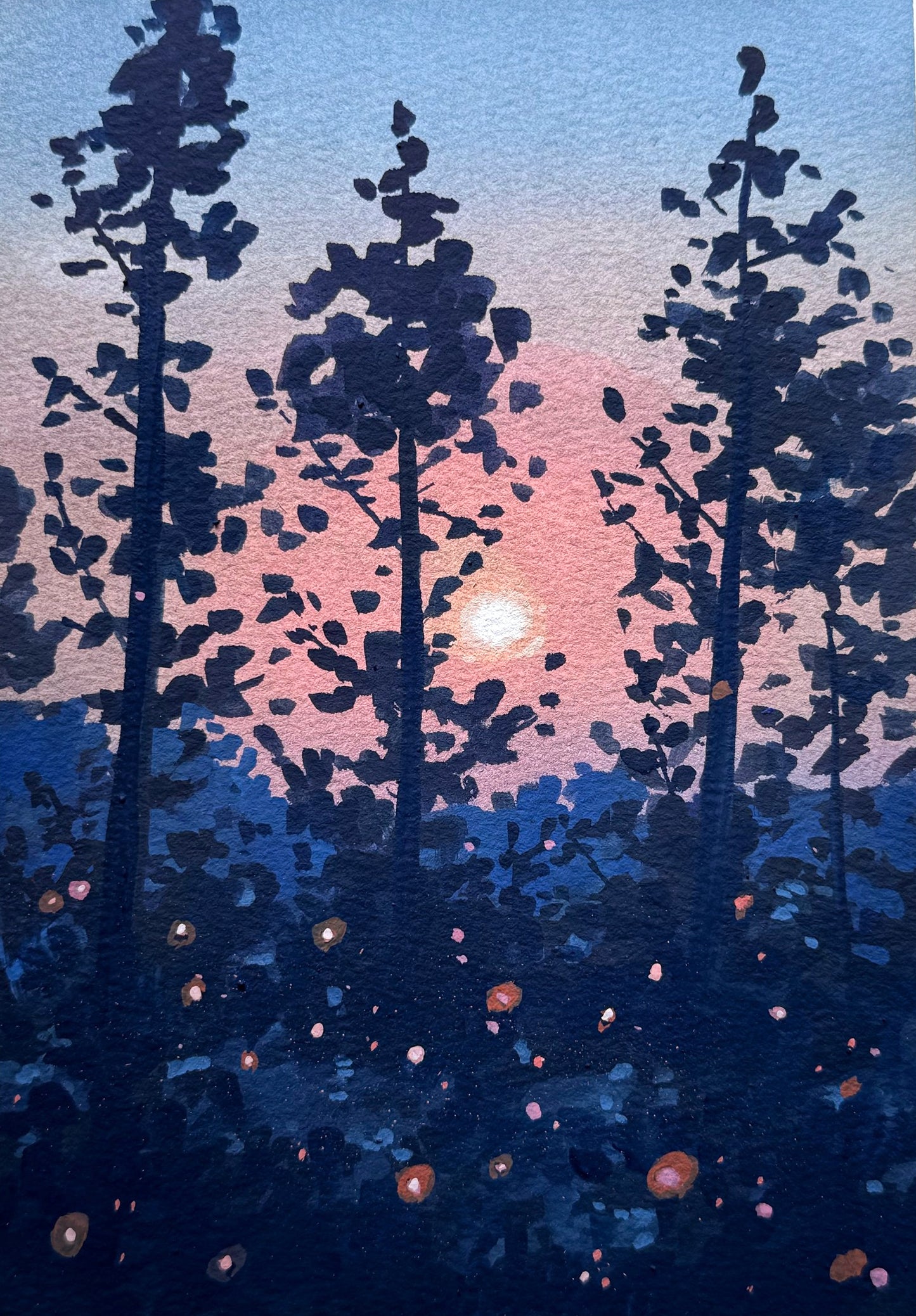 'Forest Whimsy V' Original Gouache Painting