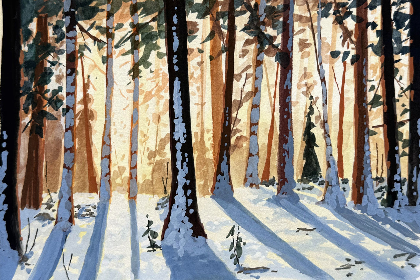 'Golden Light' Original Gouache Painting