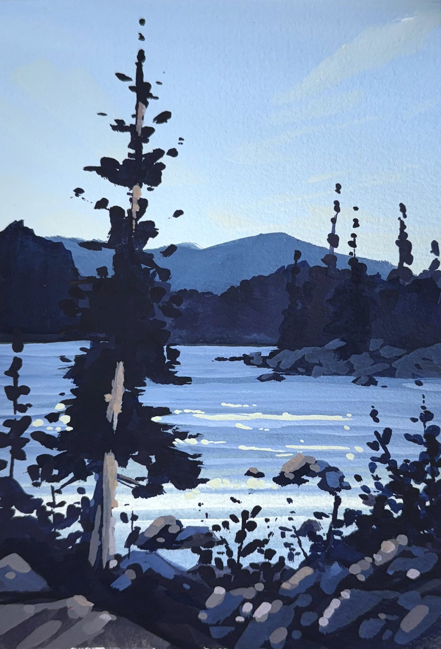 'Loon Lake' Original Gouache Painting
