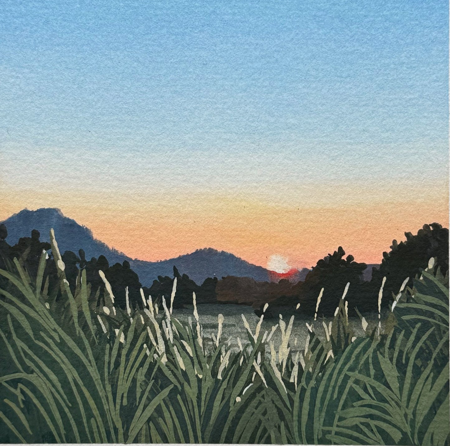 'Sundown Meadow' Original Gouache Painting
