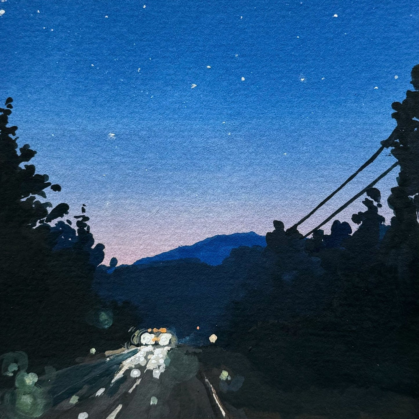 'North Woods Drive' Original Gouache Painting