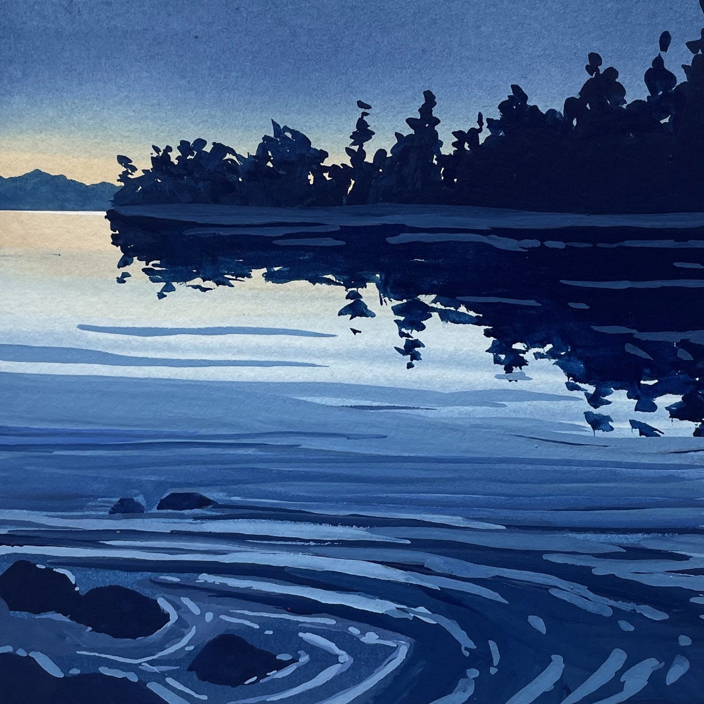 'Peaceful Movement' Original Gouache Painting