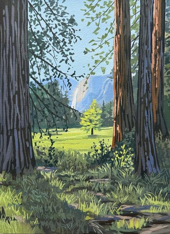 'Peek Into Yosemite' Original Gouache Painting