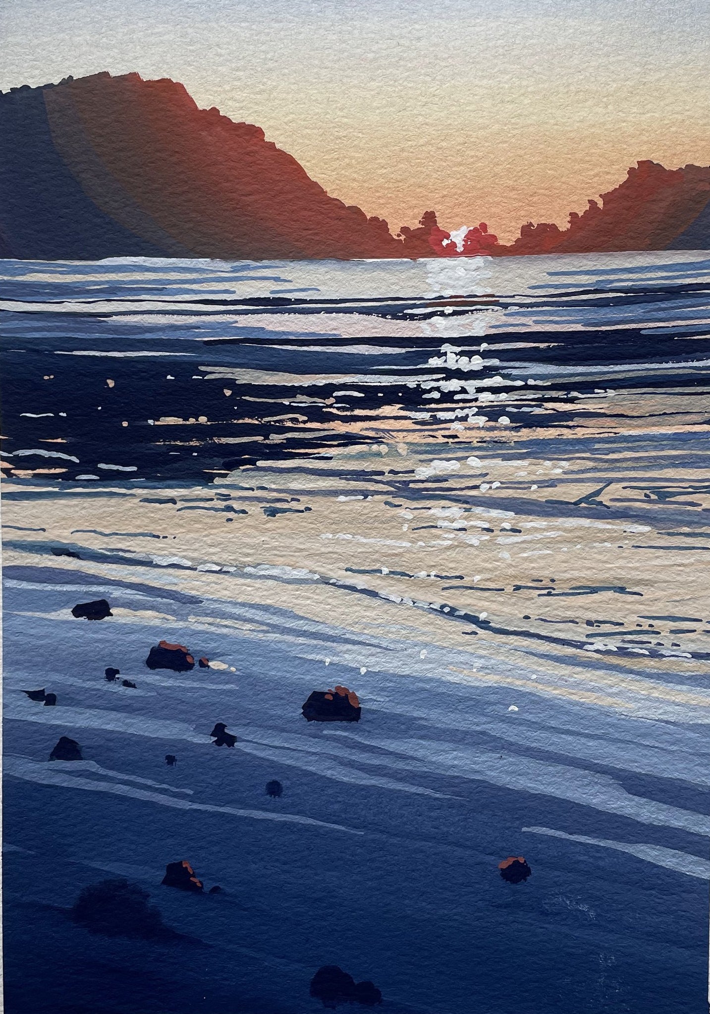 'Reach the Shore' Original Gouache Painting