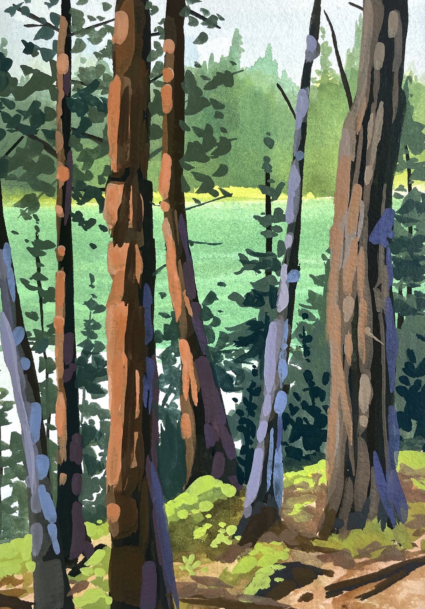 'Ship Harbor Trail' Original Gouache Painting
