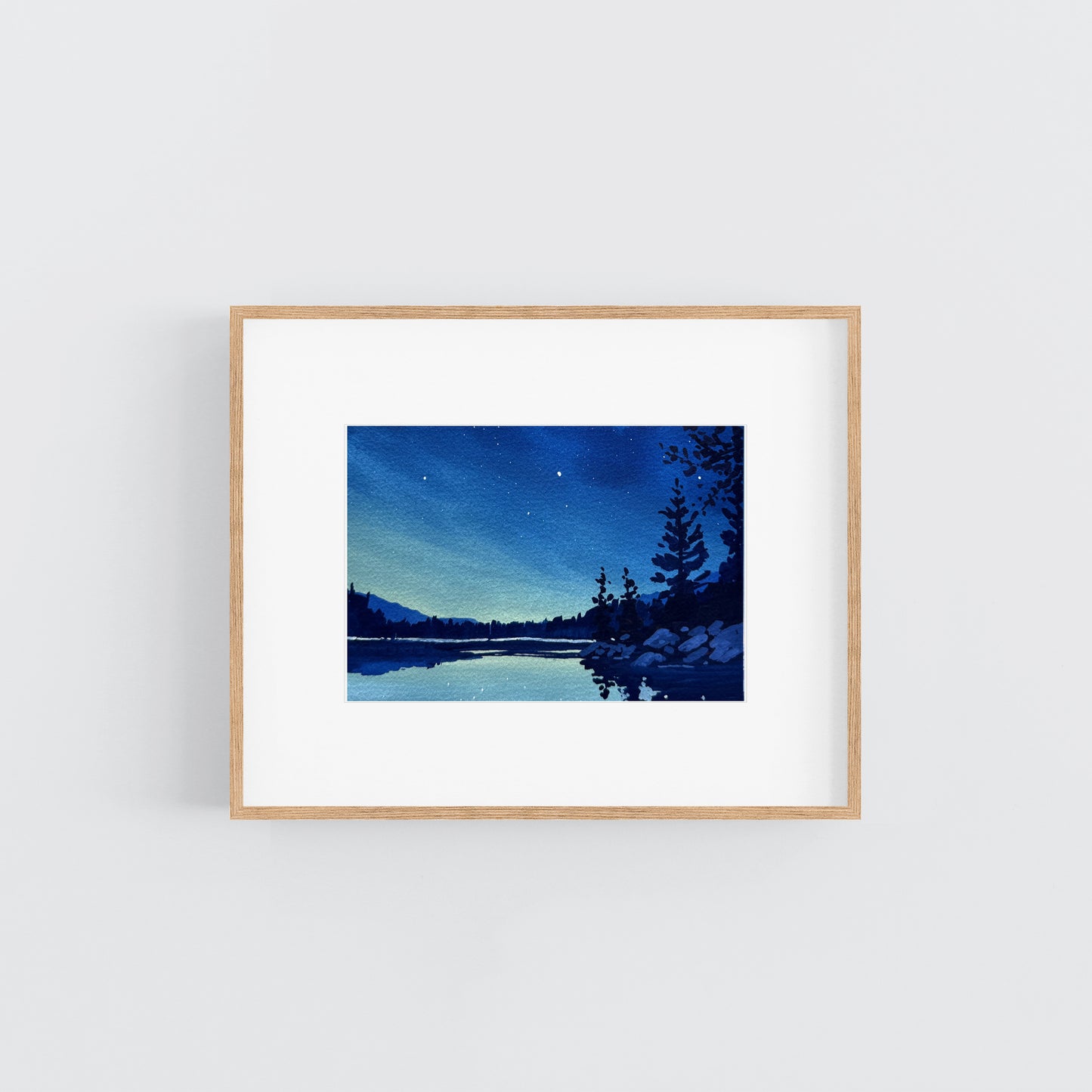 'Starry Lake' Original Gouache Painting