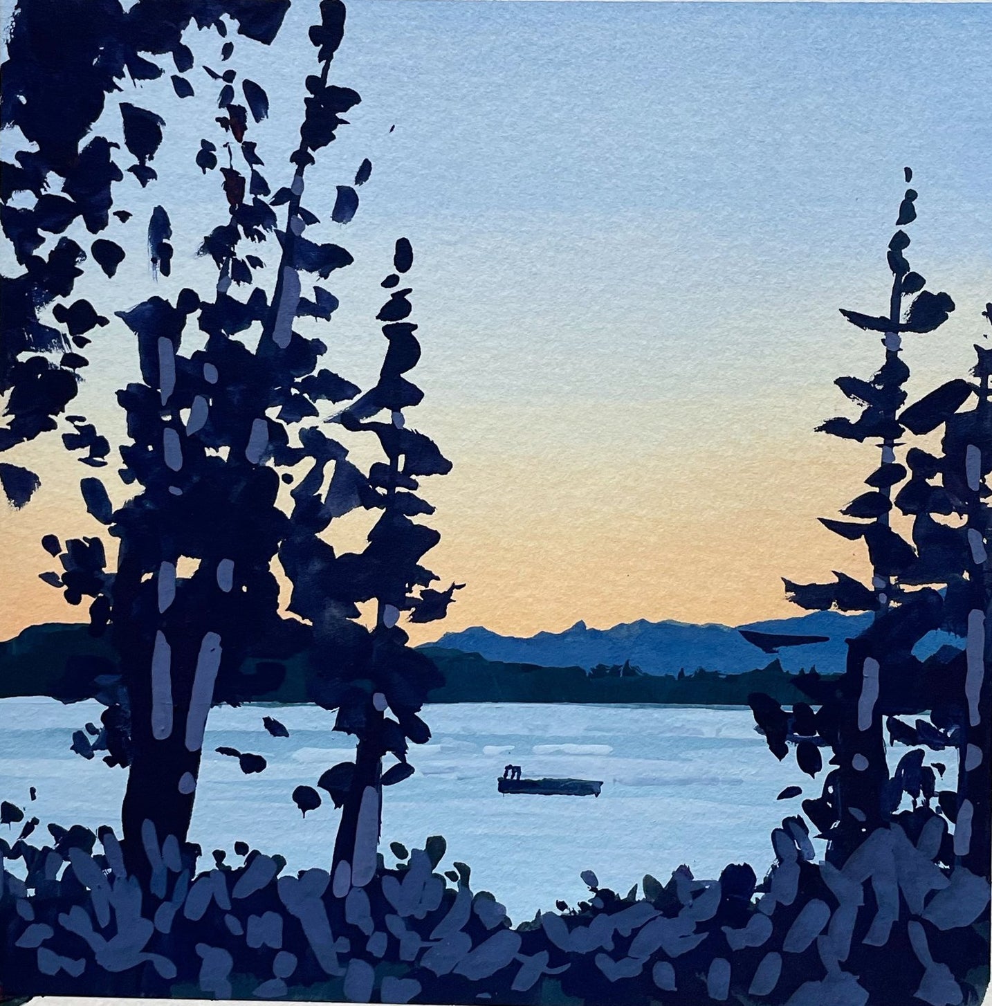 'Swimming Season' Original Gouache Painting