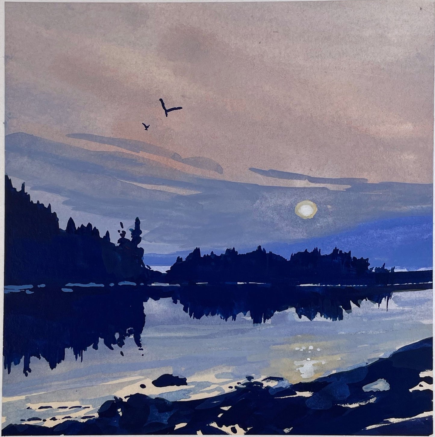 'Through the Haze' Original Gouache Painting