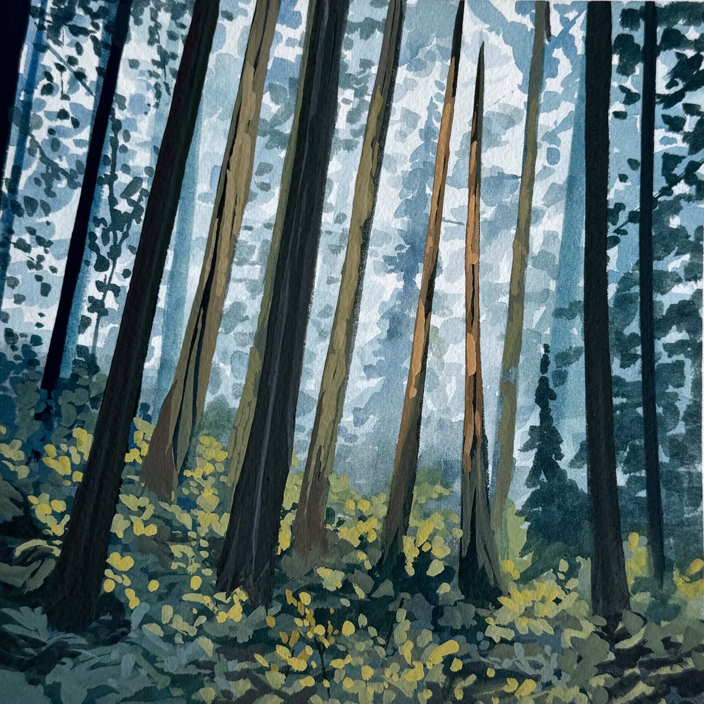 'Through the Mist' Original Gouache Painting