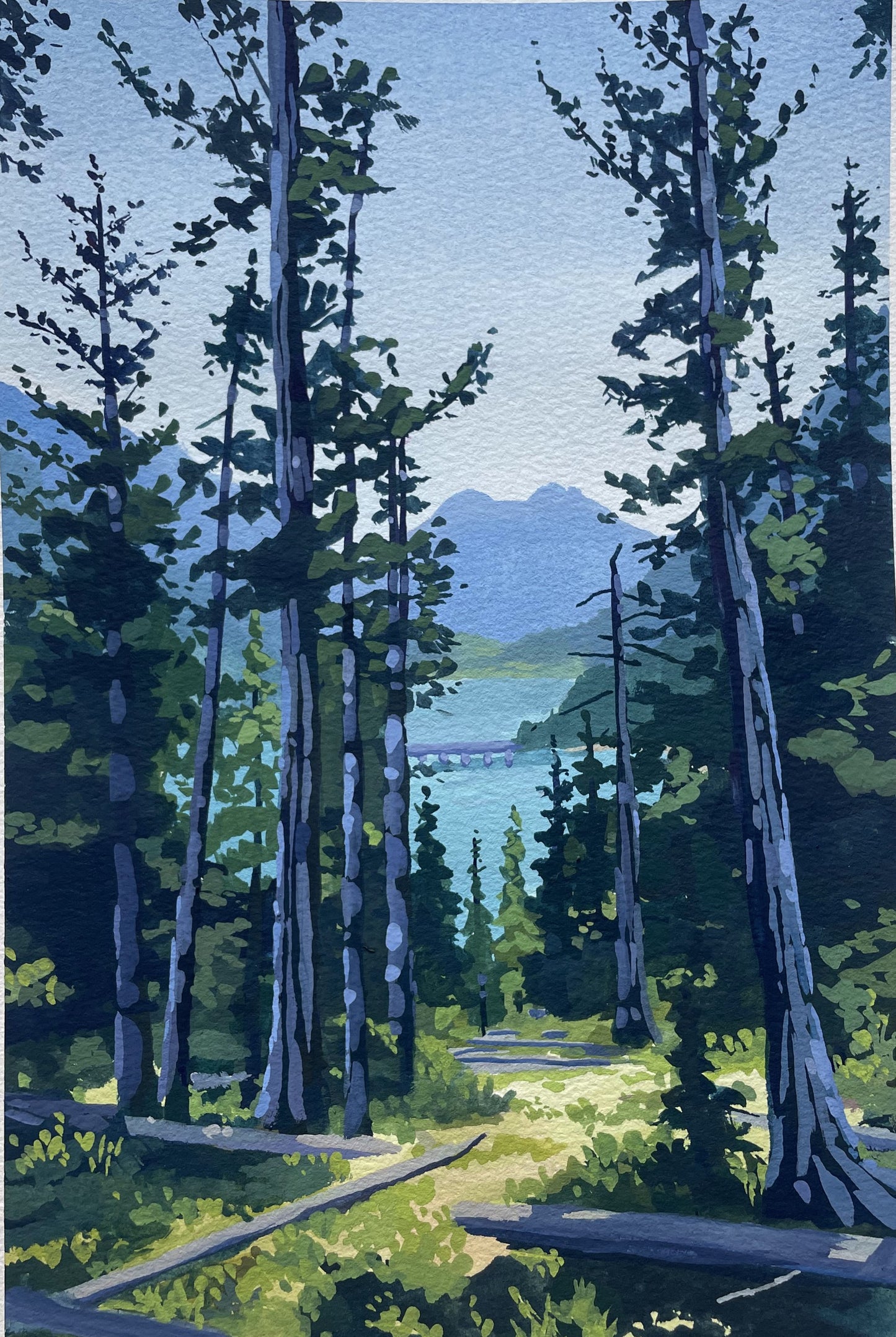 'Thunder Knob Trail' Original Gouache Painting