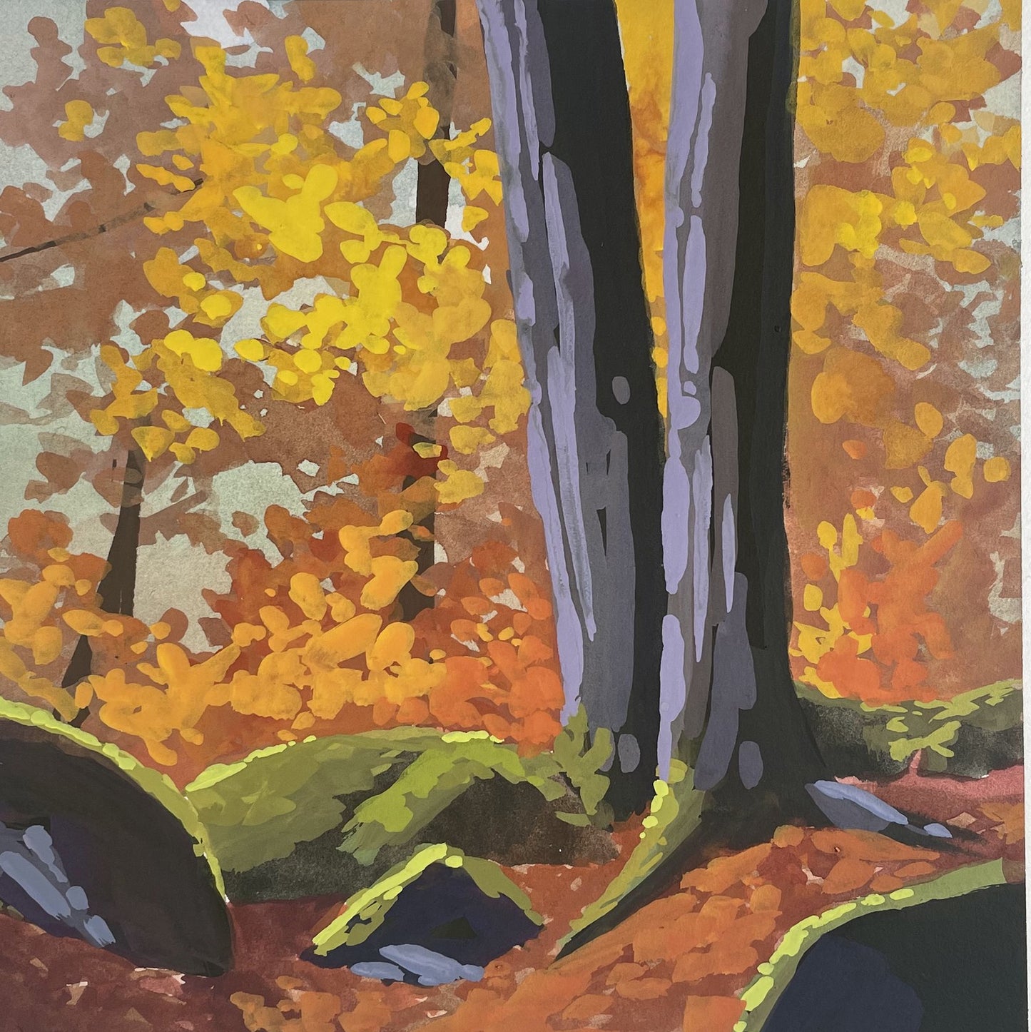 'Trail Foliage' Original Gouache Painting