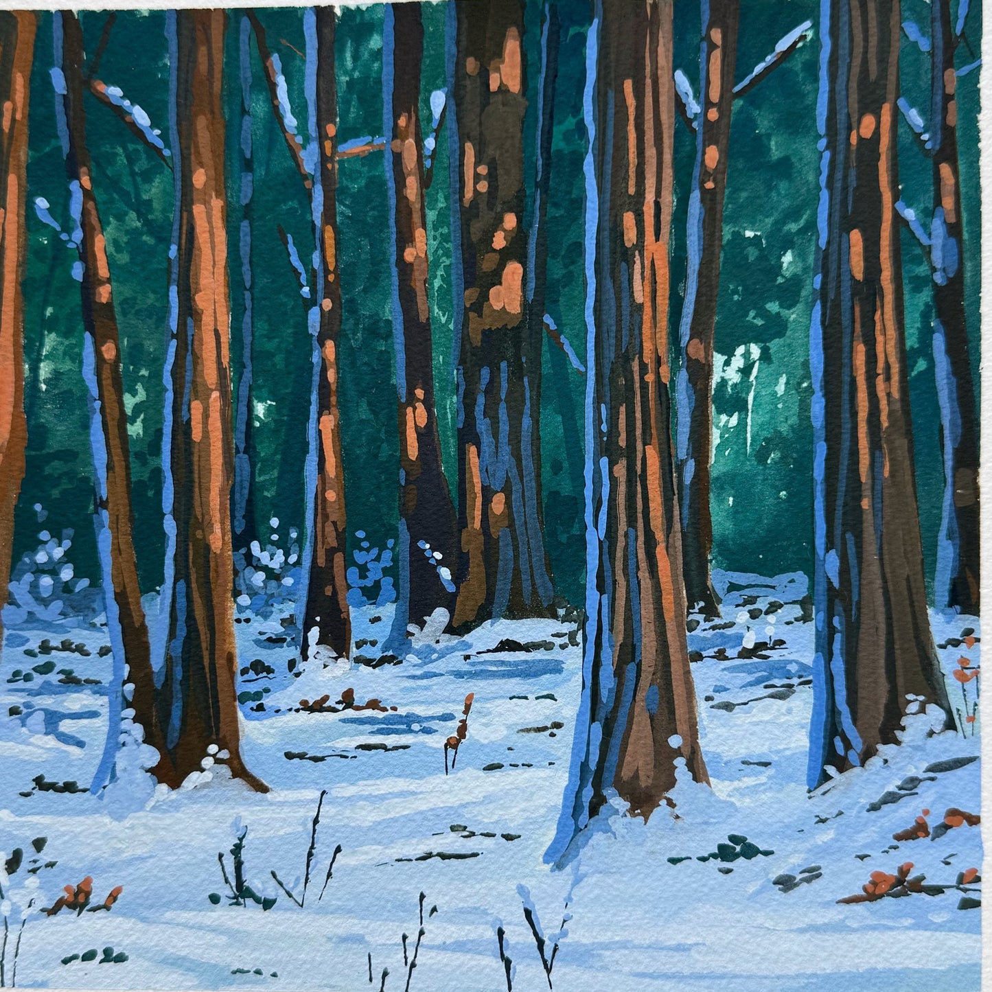 'Viridian Forest' Original Gouache Painting