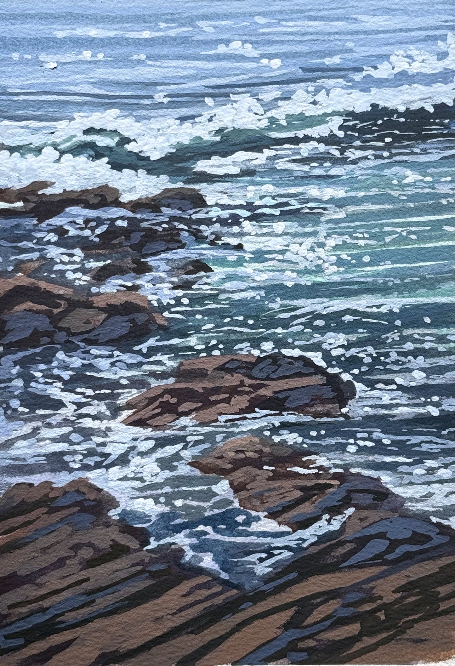 'Weathered Shore' Original Gouache Painting