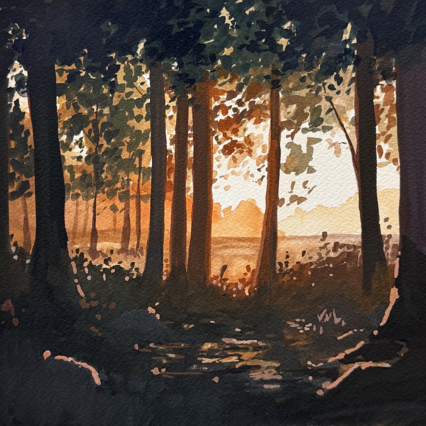 'Wooded Light' Original Gouache Painting