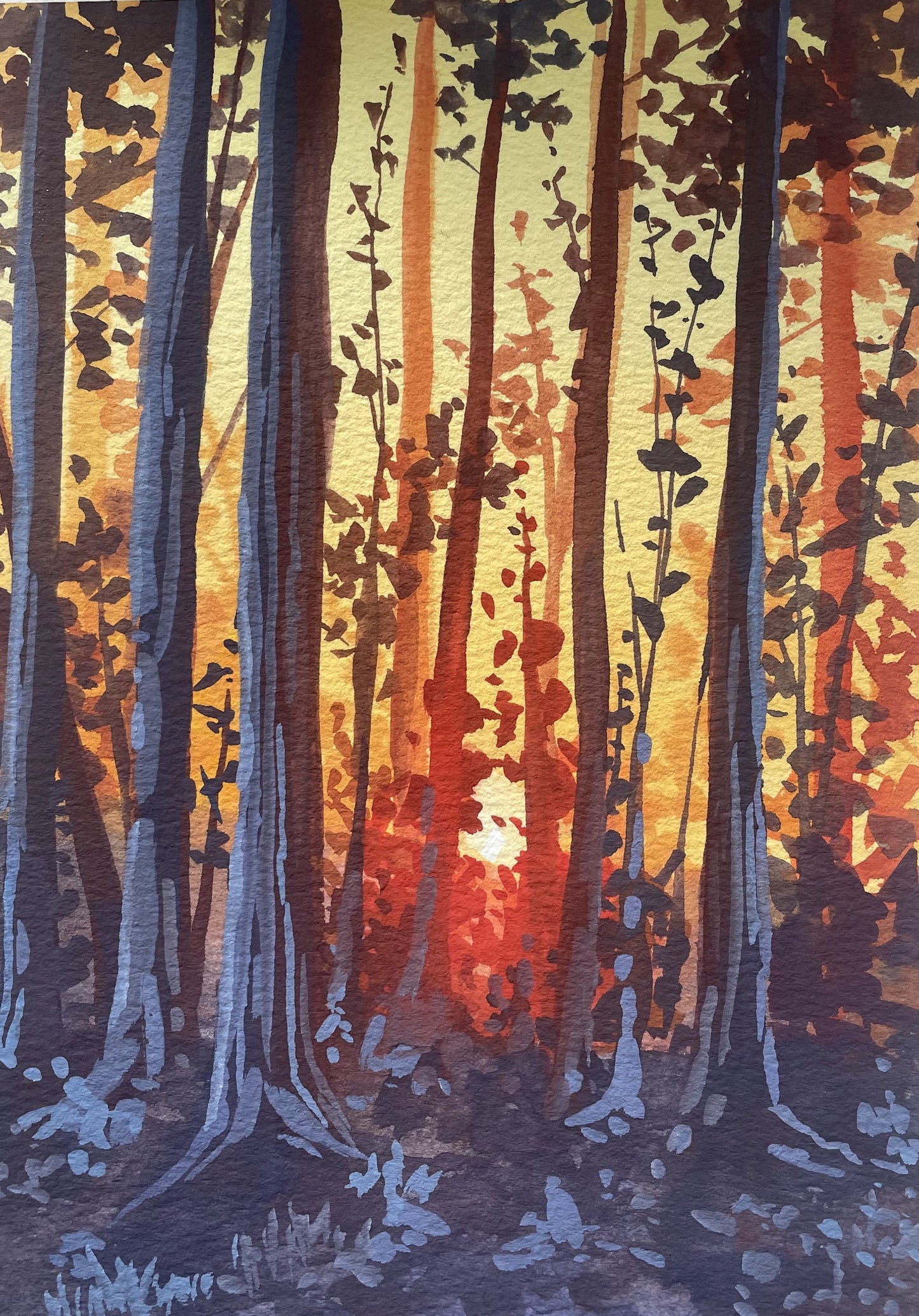 'Woodland Radiance' Original Gouache Painting