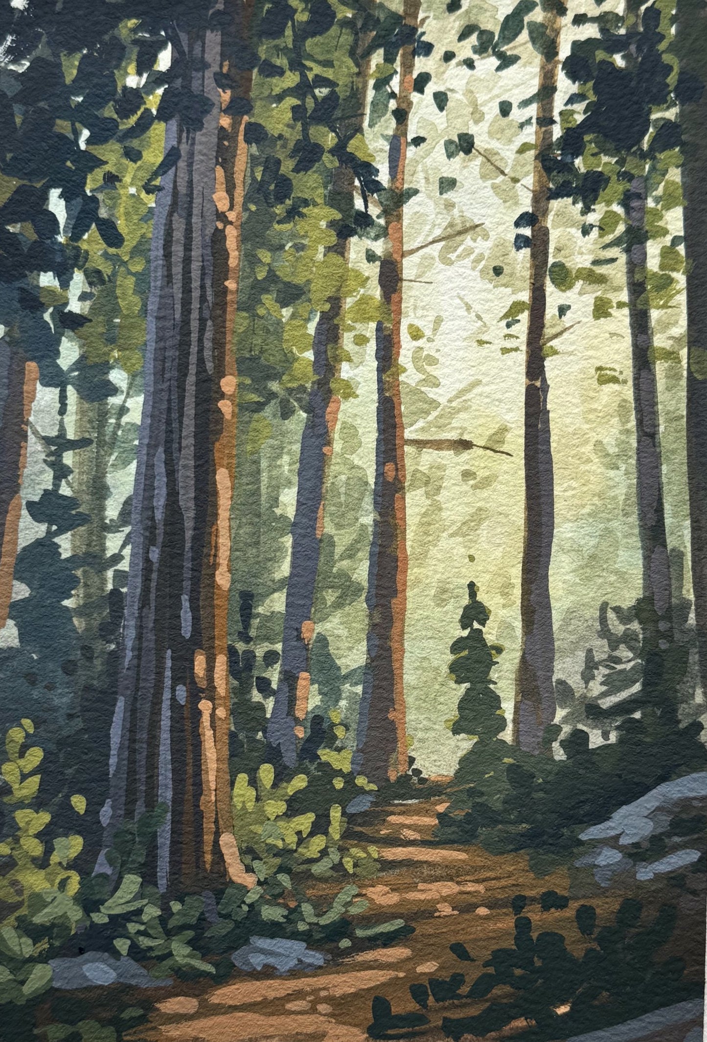 'Amongst the Forest Path' Original Gouache Painting