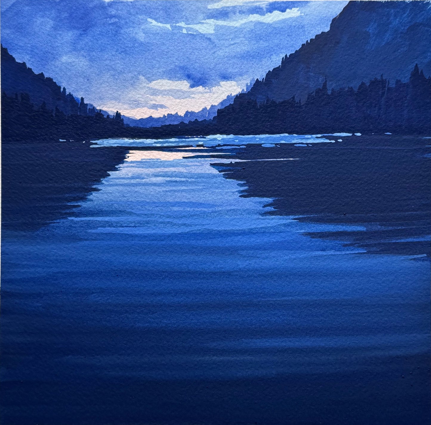 'Deep Blue' Original Gouache Painting