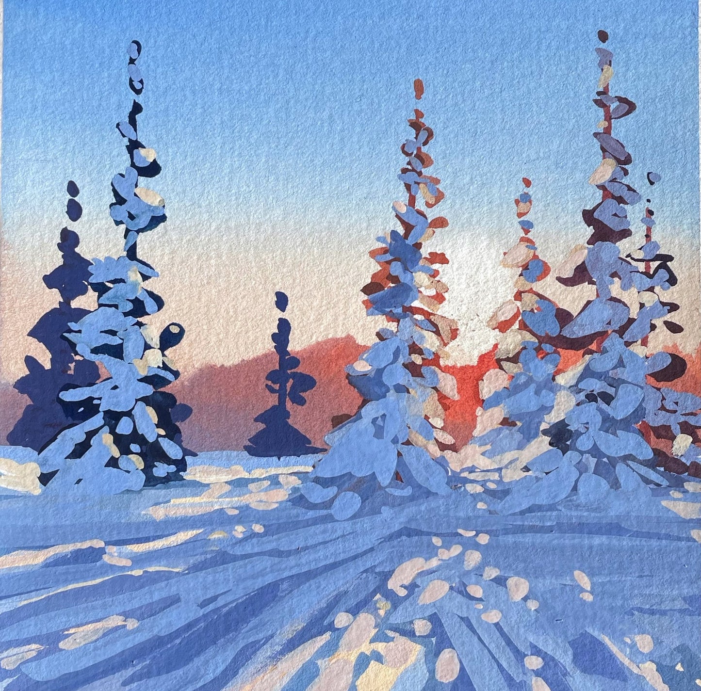'Deep Snow' Original Gouache Painting
