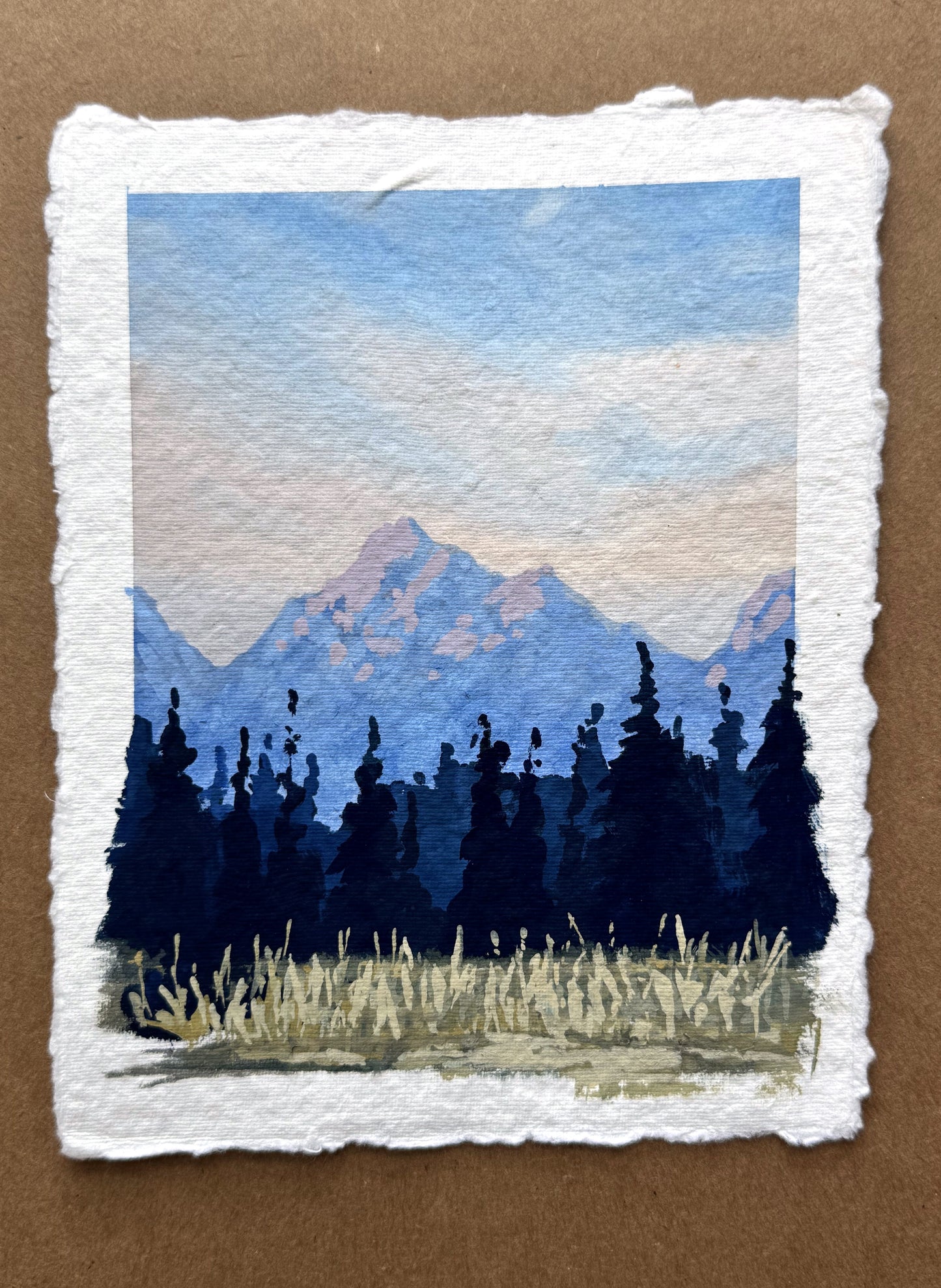 'Distant Peaks' Original Gouache Painting