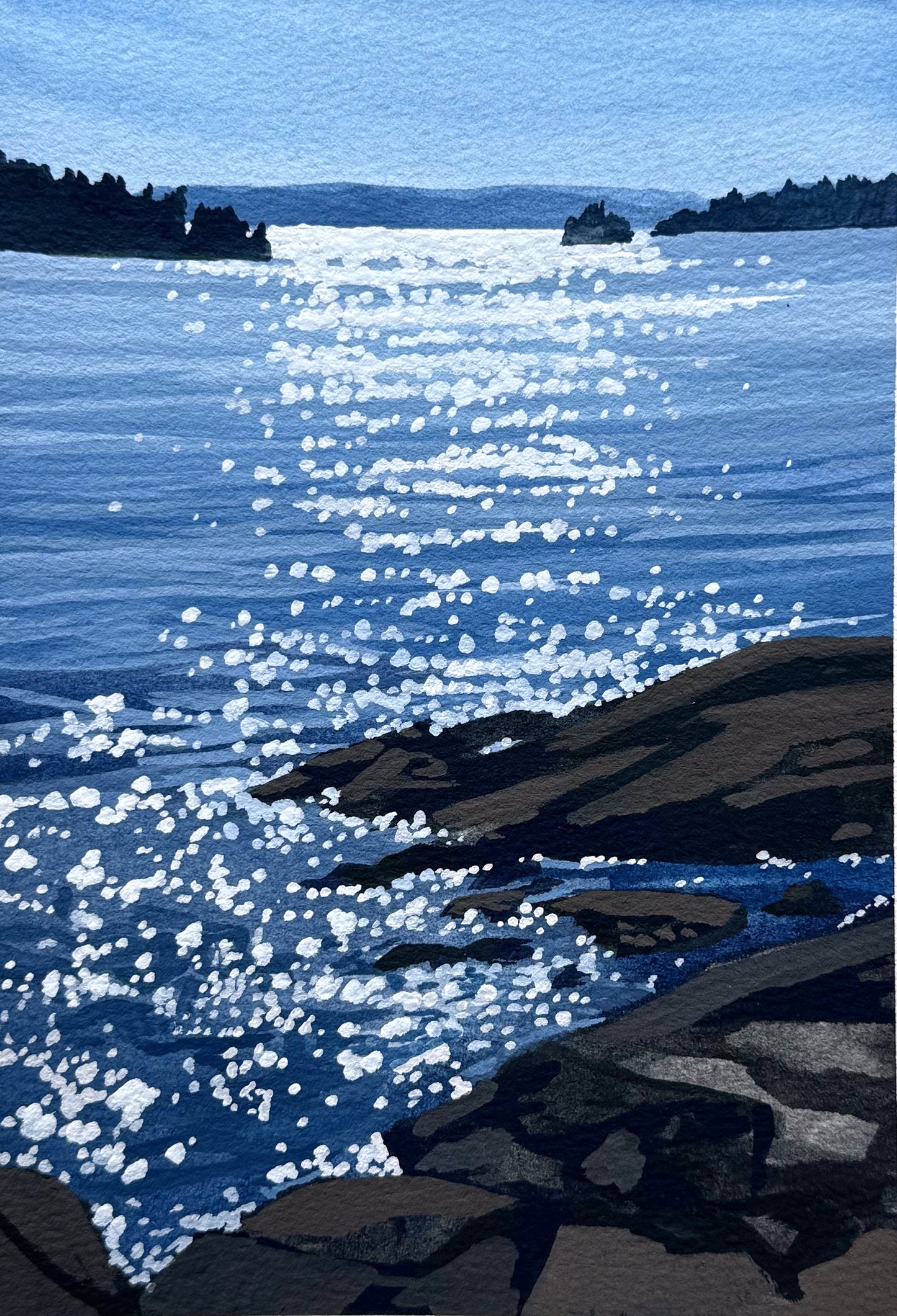 'Glinting Sea' Original Gouache Painting
