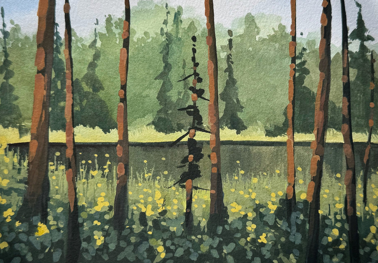 'Late Summer Breeze' Original Gouache Painting