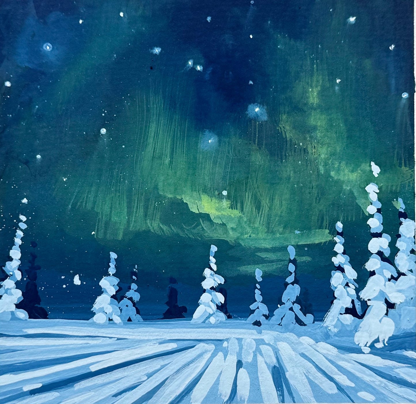 'Lights Above ii' Original Gouache Painting