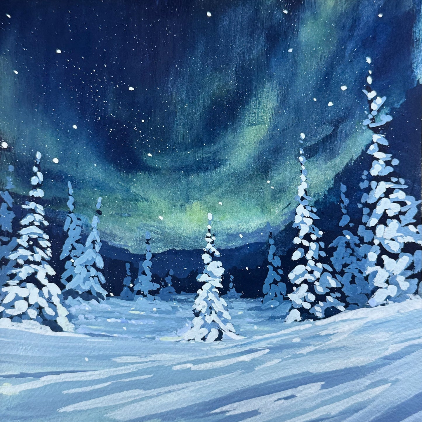 'Lights Above i' Original Gouache Painting