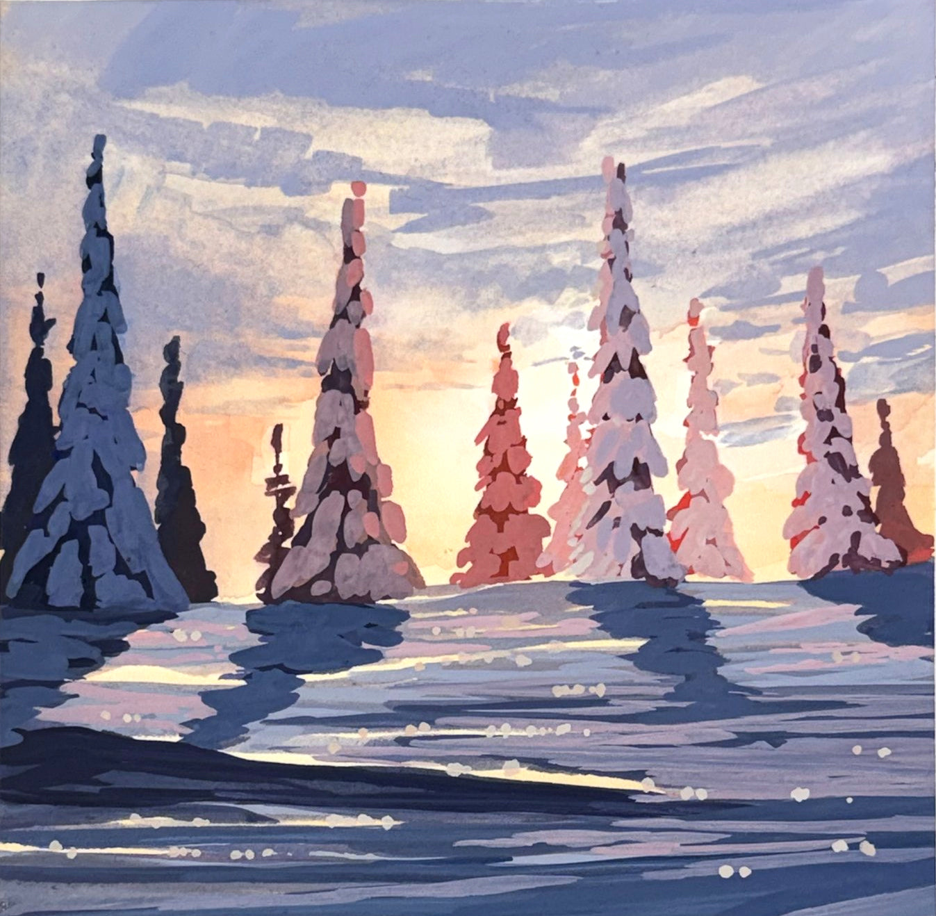 'Lingering Light' Original Gouache Painting