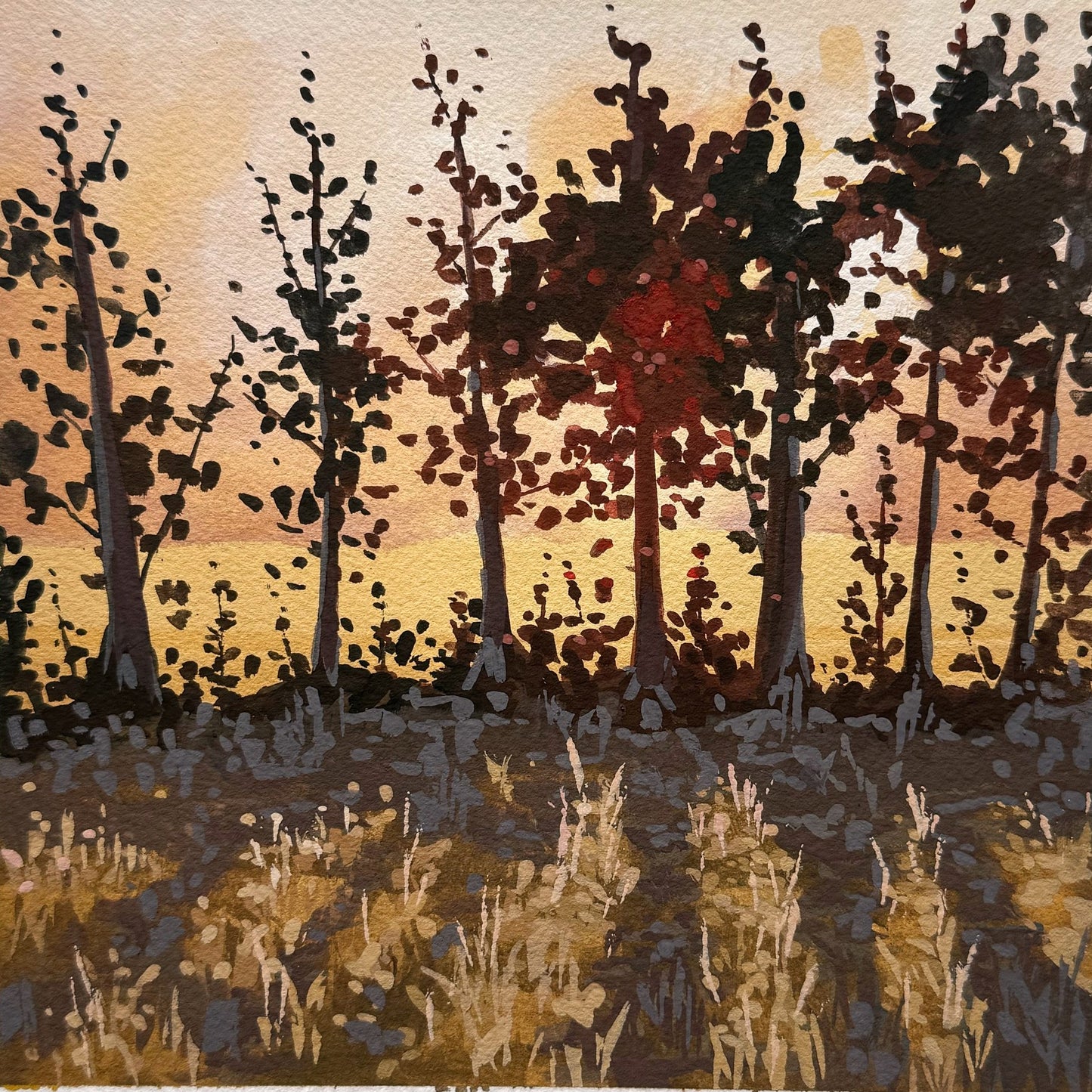 'Peeking Through' Original Gouache Painting