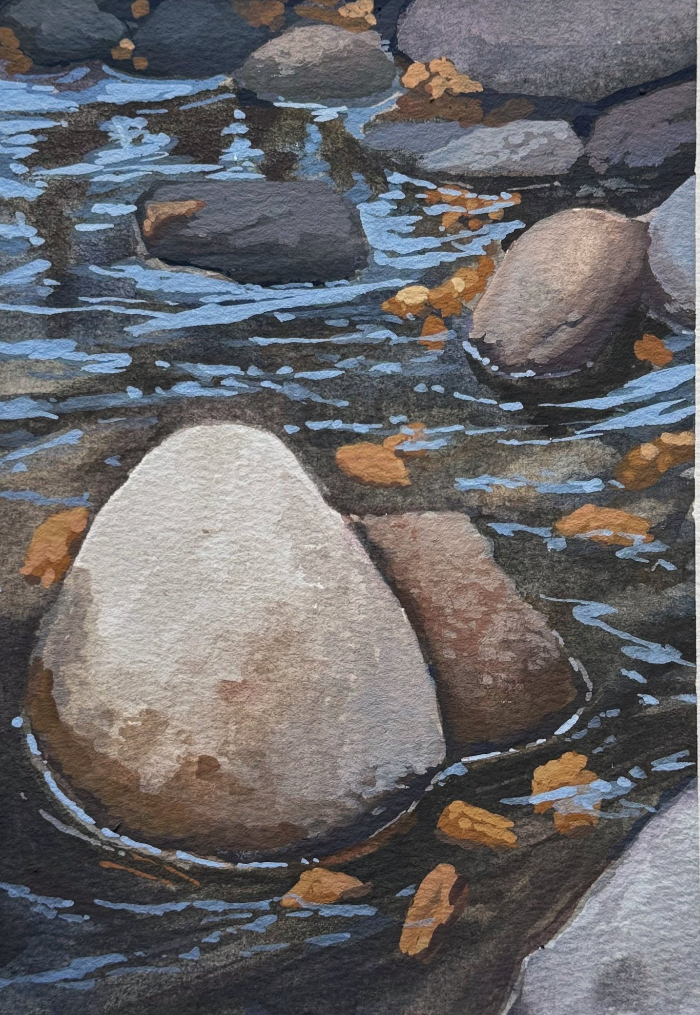 'Puddle Stones' Original Gouache Painting