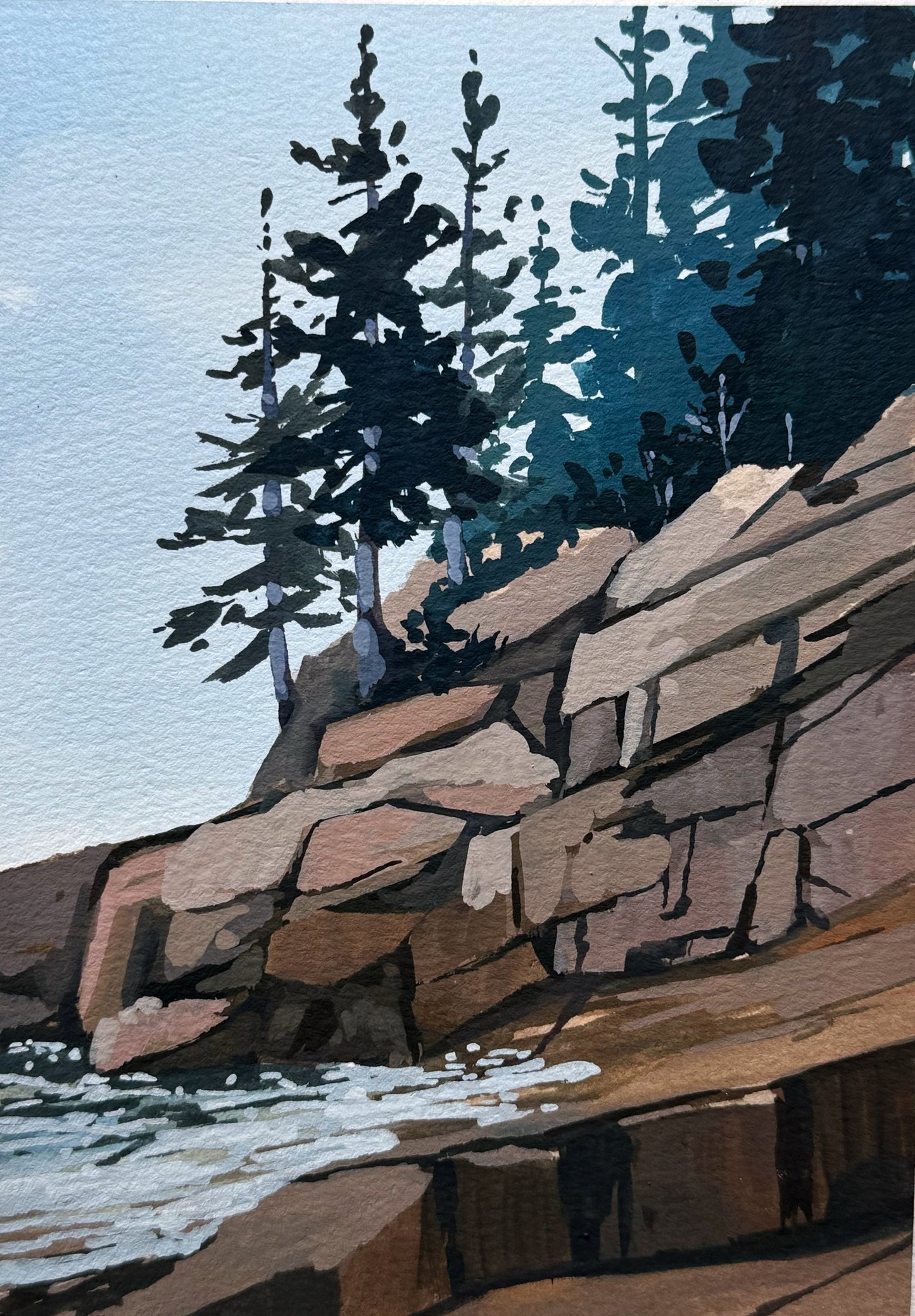 'Rocky Lookout' Original Gouache Painting