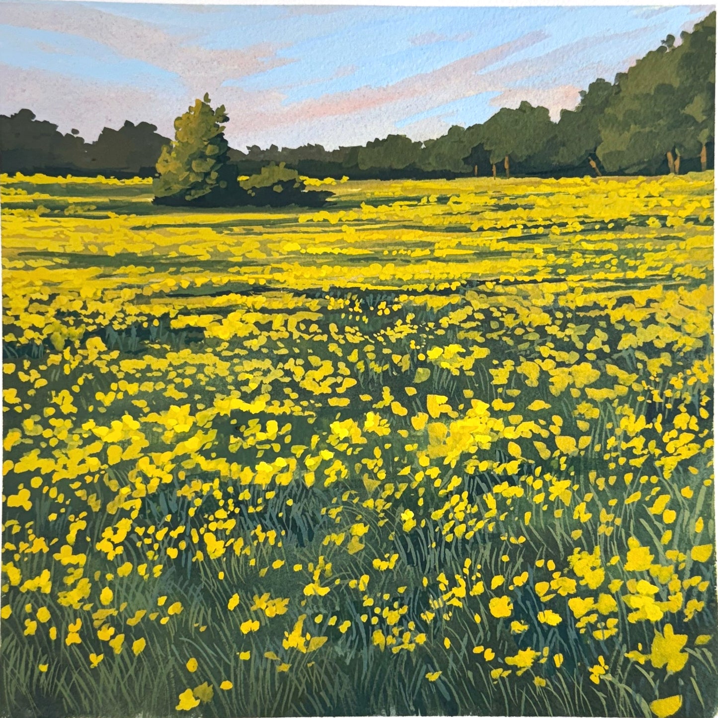 'Sea of Flowers' Original Gouache Painting