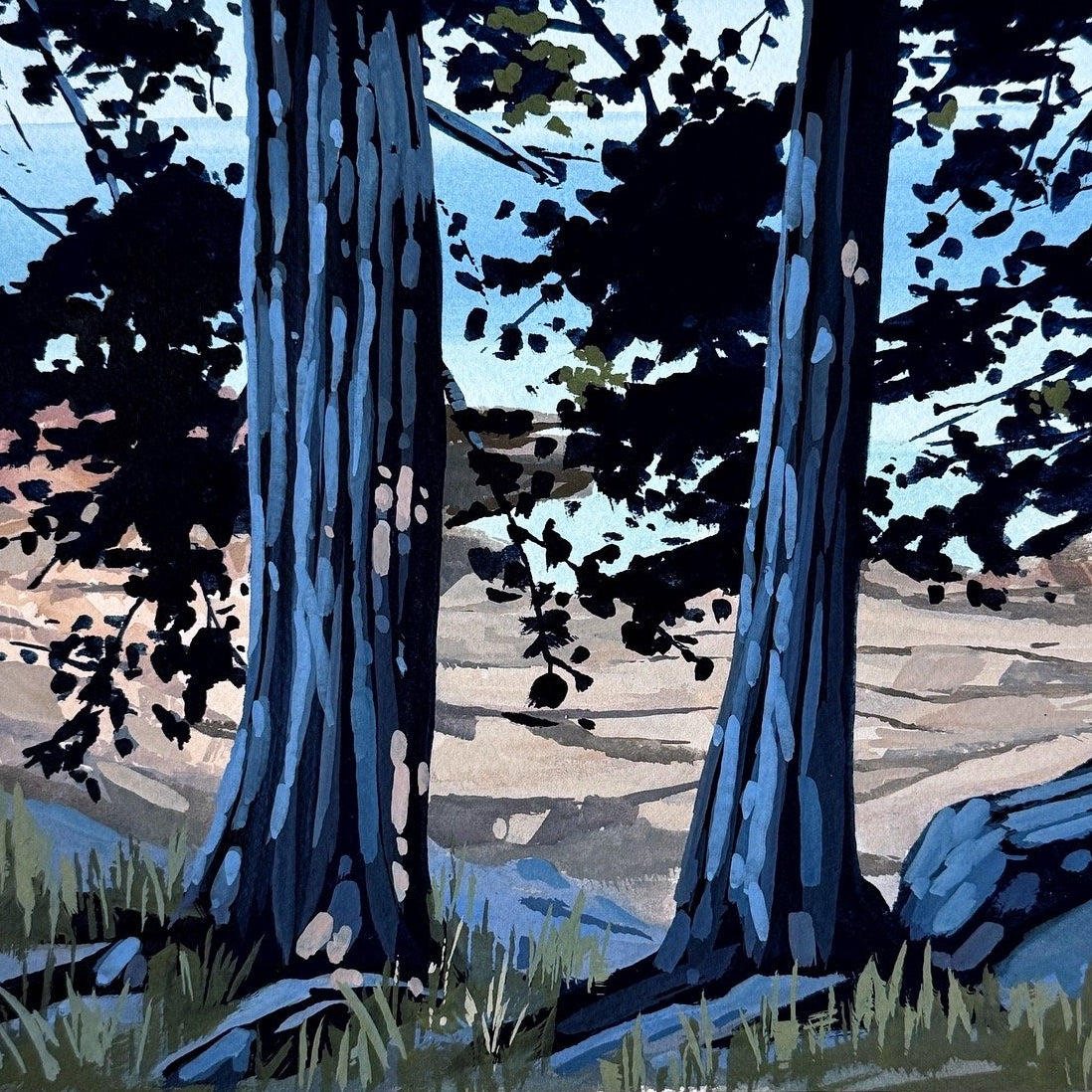 'Shaded Coast' Original Gouache Painting