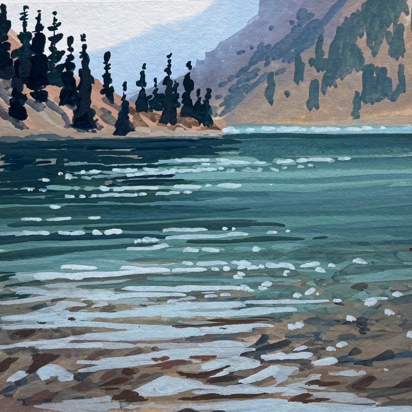'Teal Basin' Original Gouache Painting