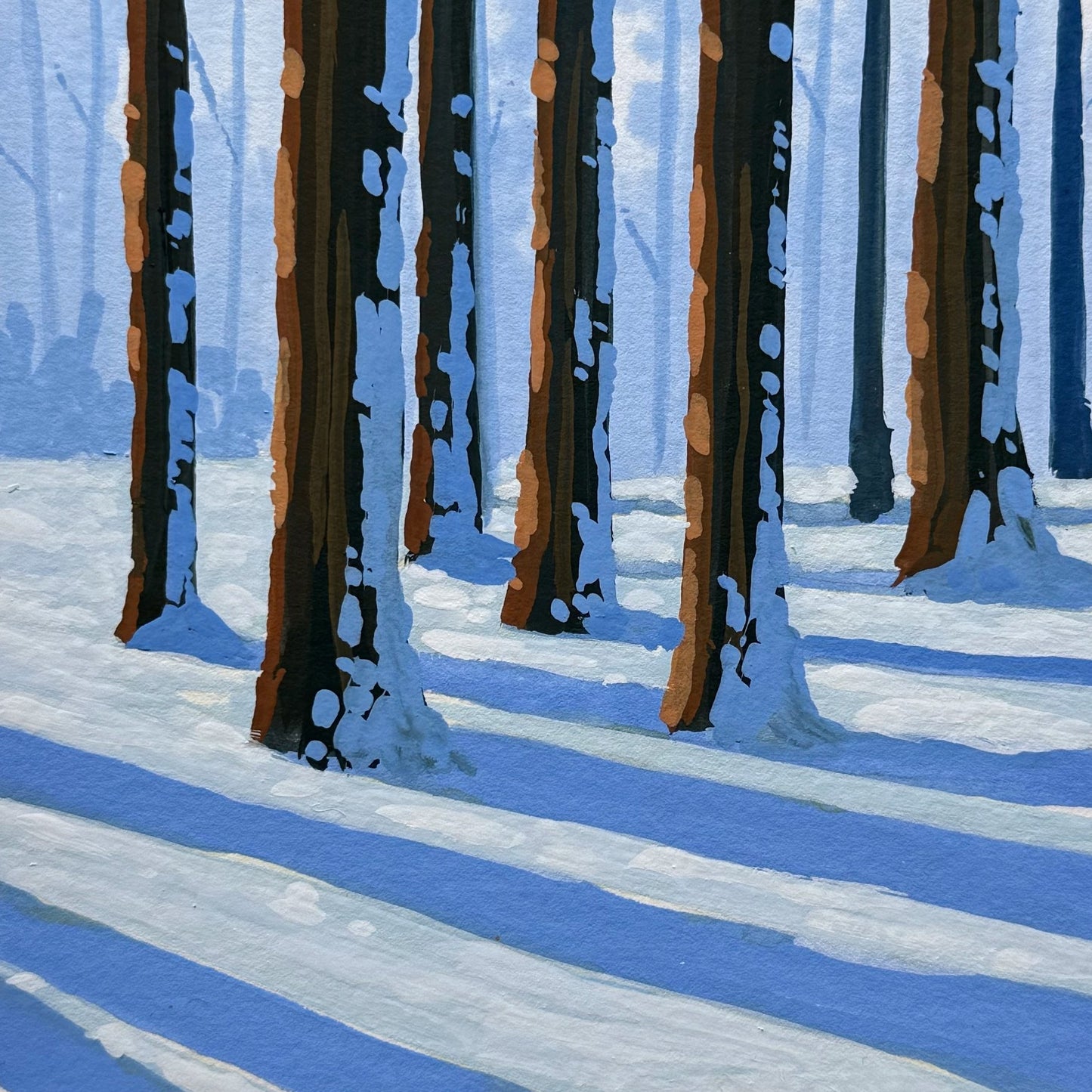 'Winter Shadows' Original Gouache Painting
