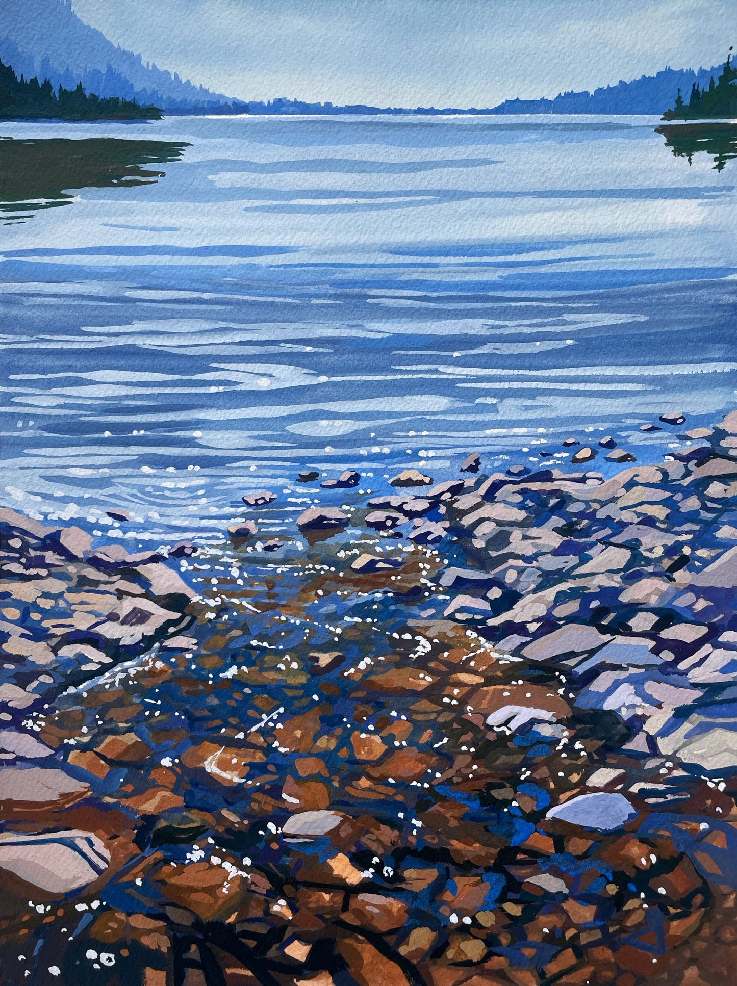 'Across the Pond' Original Gouache Painting