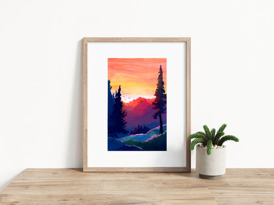 'Mountain Sunset View' Print