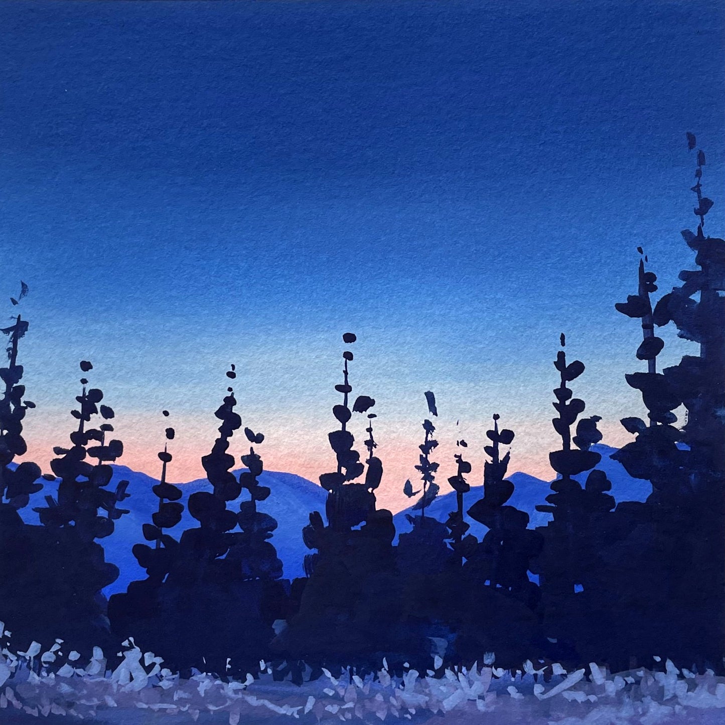 'Nighttime Oasis' Original Gouache Painting