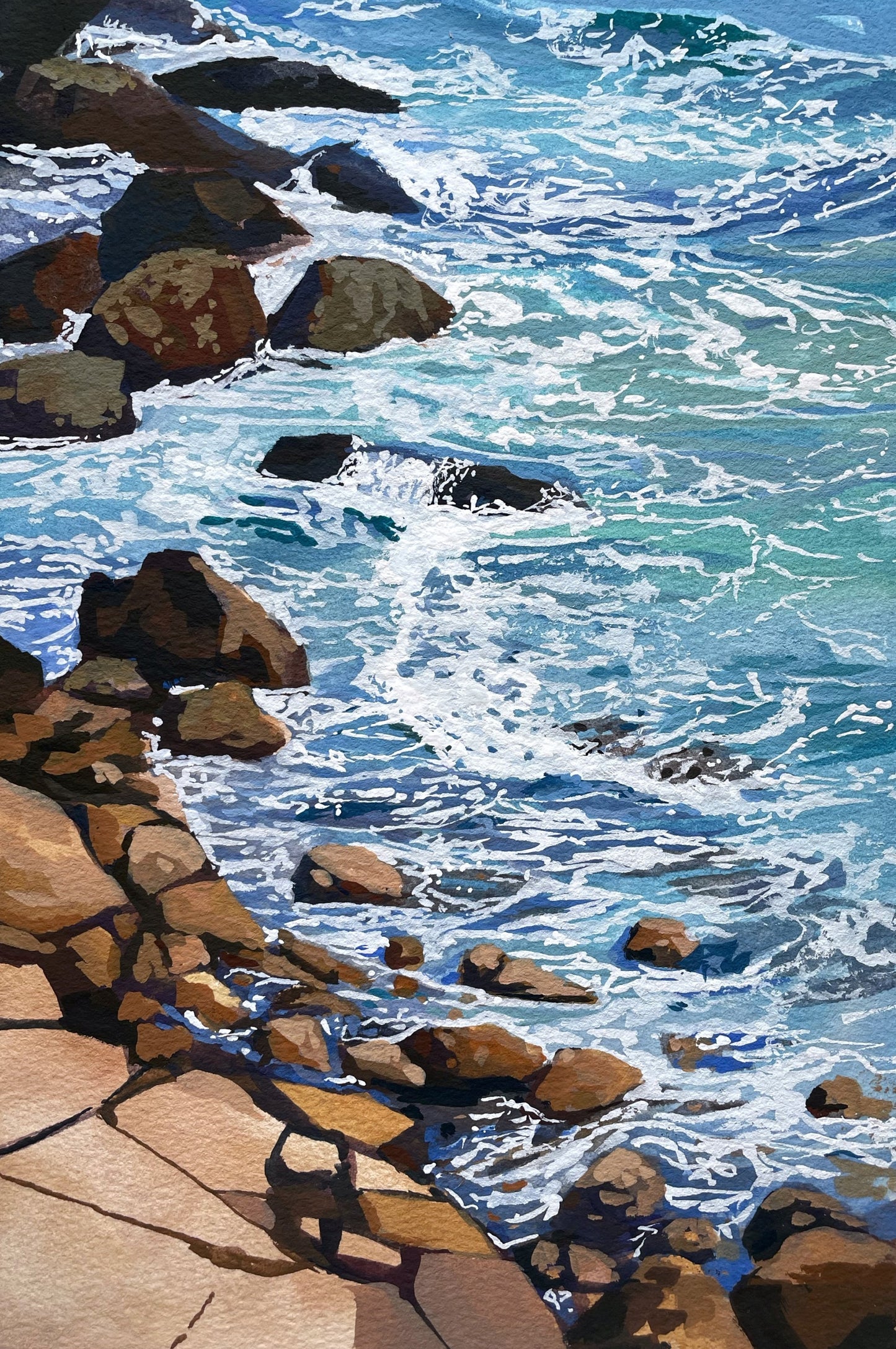 'Over the Edge' Original Gouache Painting