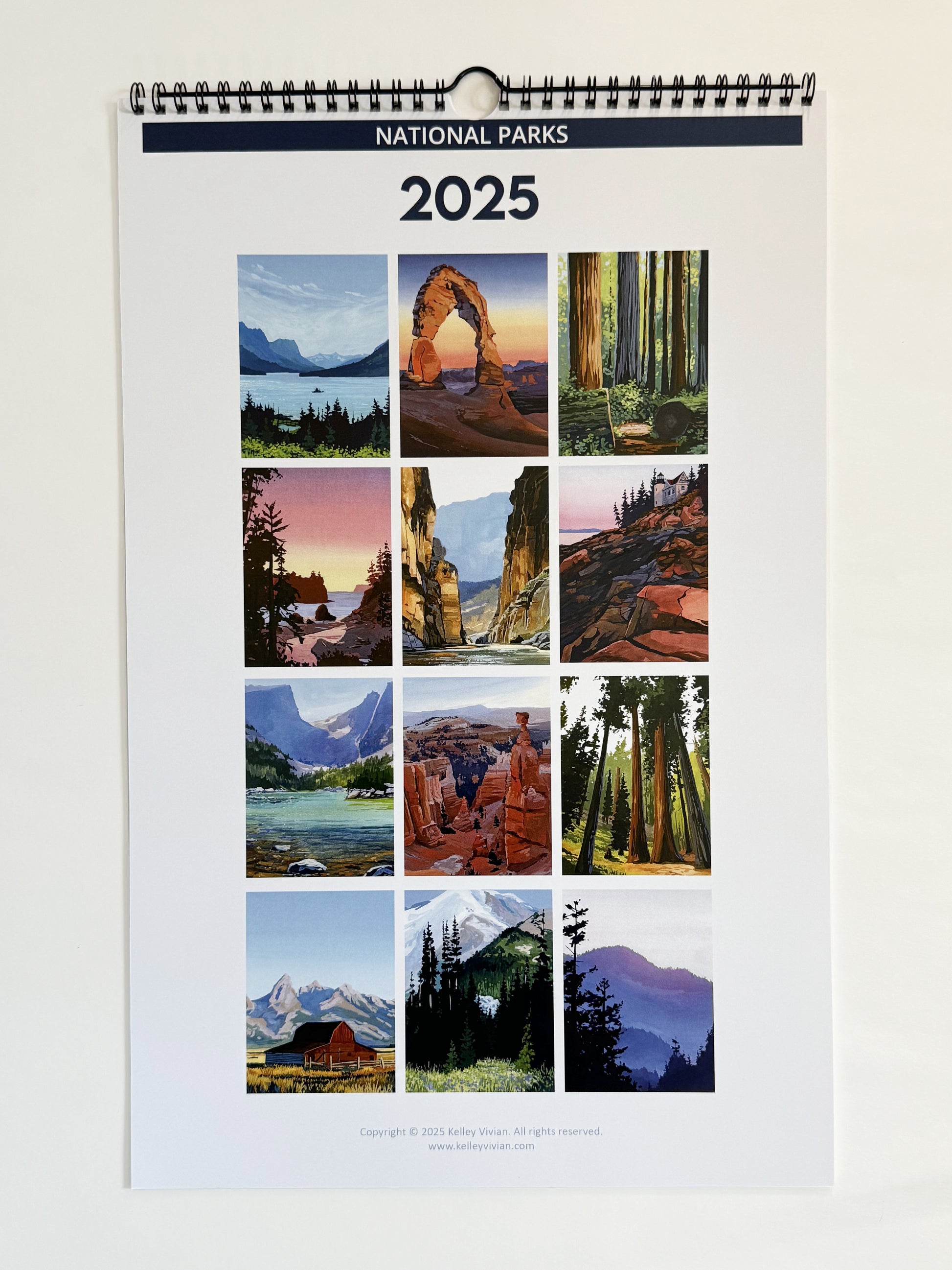 2025 National Parks Wall Art Calendar Kelley Vivian