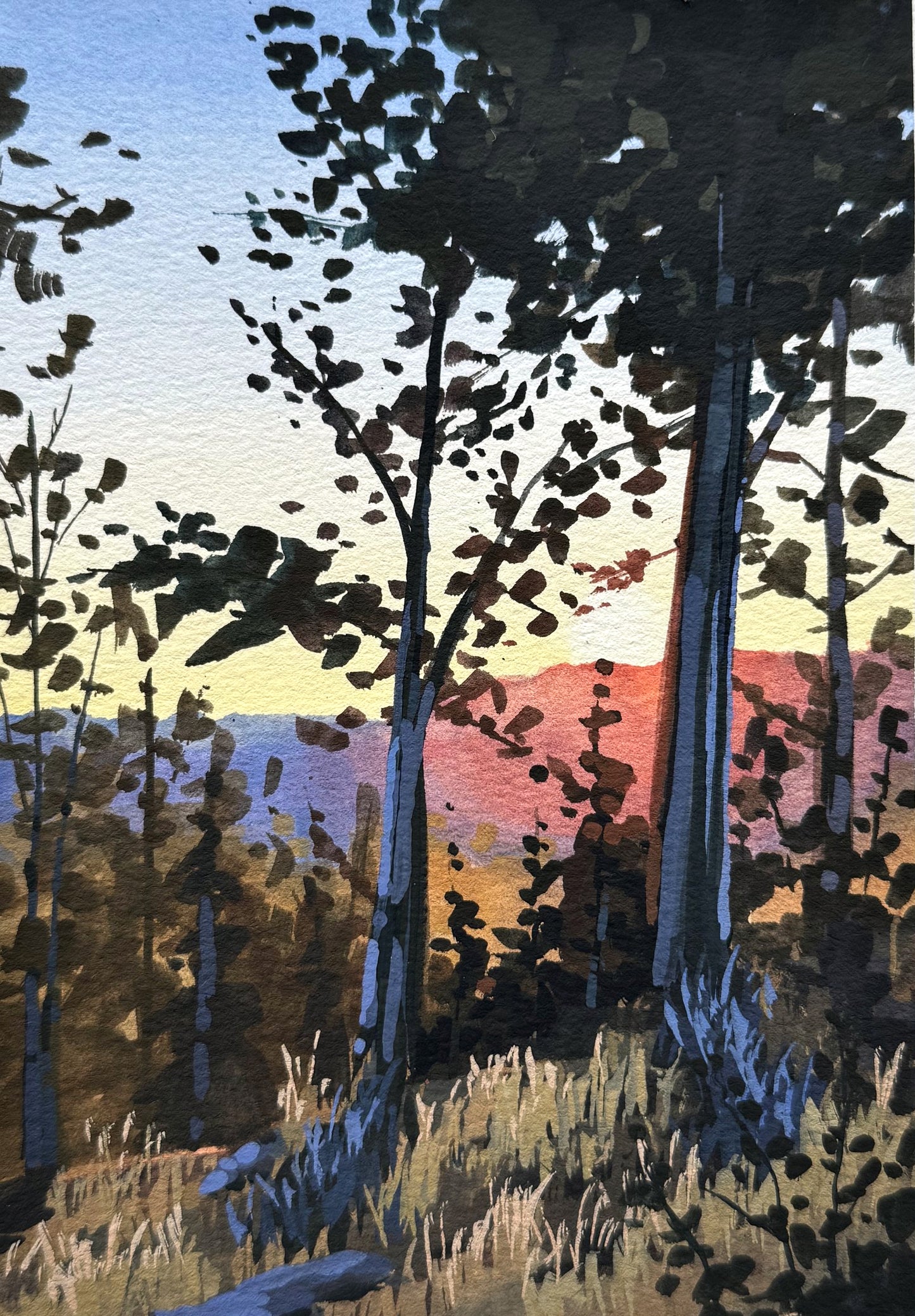 'Autumn Descent' Original Gouache Painting